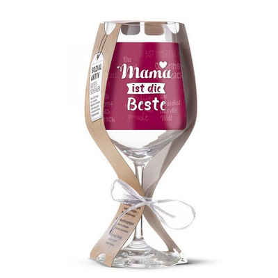 GILDE Rotweinglas Glas Weinglas 'Mama ist die Beste' 500ml, Glas