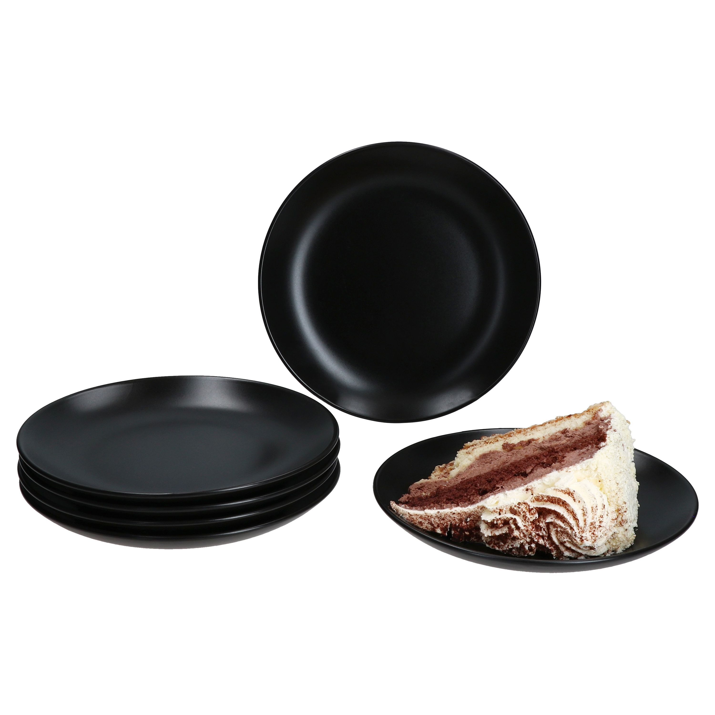 MamboCat Frühstücksteller 6x Panther Kuchenteller schwarz Steingut 6 Pers. Frühstücksteller