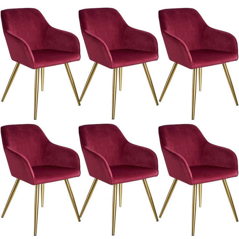 tectake Esszimmerstuhl »6er Set Stuhl Marilyn Samtoptik, goldene« (6 Stück), gepolstert