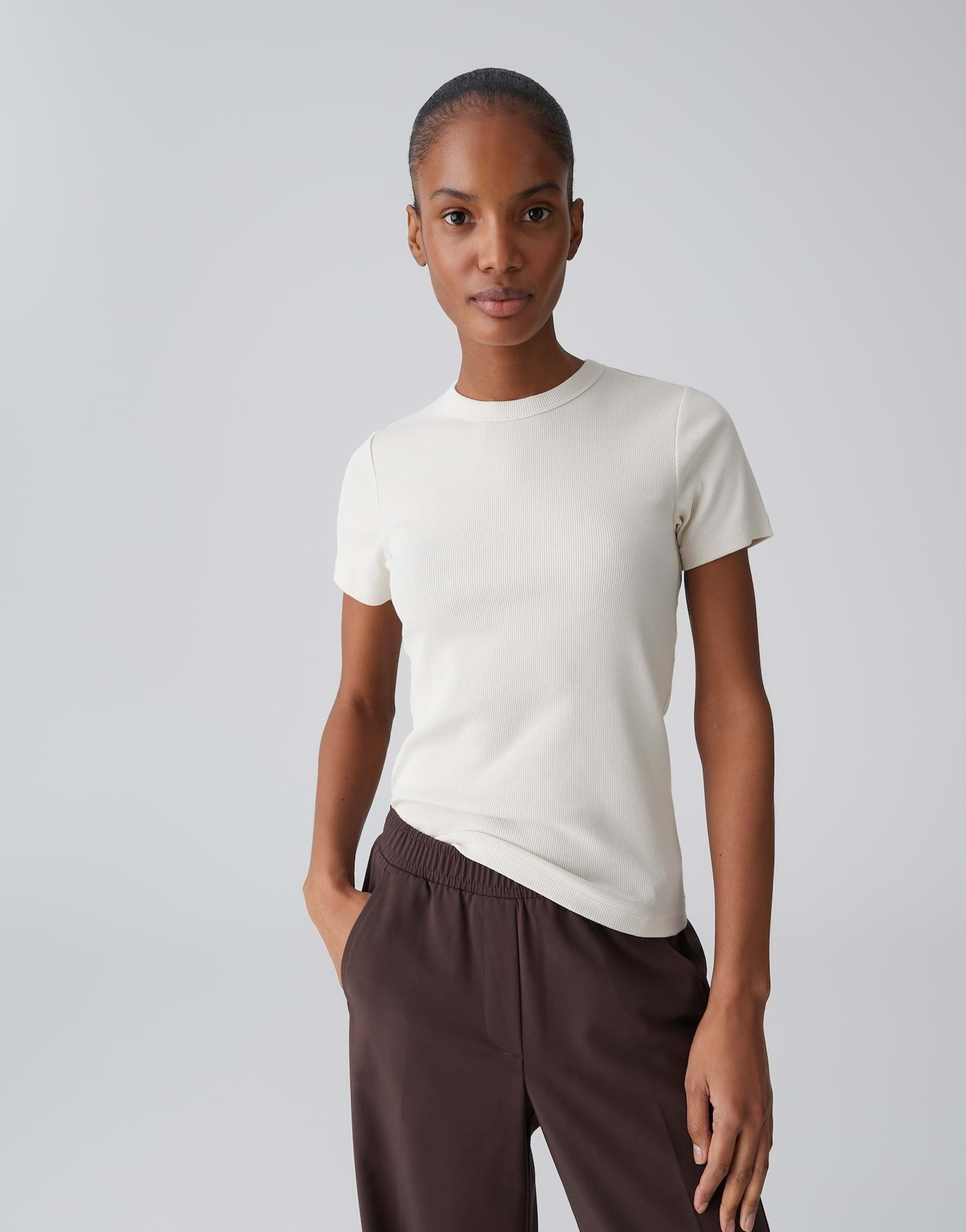 OPUS T-Shirt Feines Rippshirt SAMUNA Slim aus BCI Cotton Mix