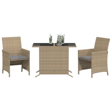 vidaXL Gartenlounge-Set 3-tlg. Bistro-Set mit Kissen Beigemischung Poly Rattan