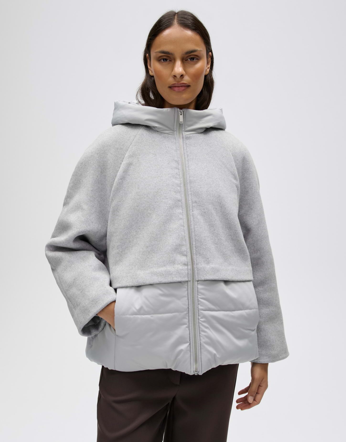 OPUS Winterjacke Halenkos aus leichtem Material O-Form mit Kapuze, Steppmuster und Raglanärmeln
