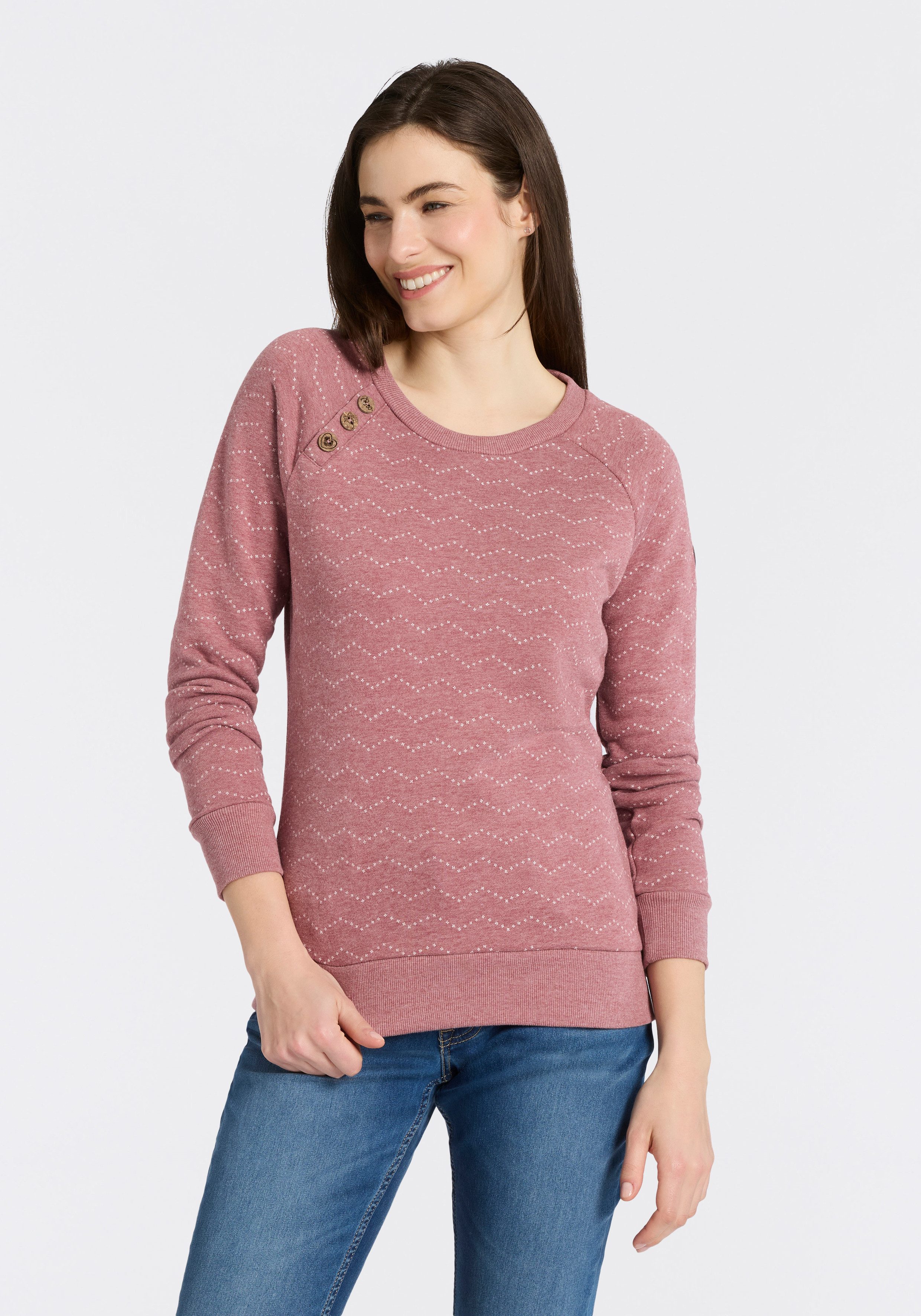 Ragwear Sweatshirt DARIA ZIG ZAG O mit Zierknöpfen am Ausschnitt