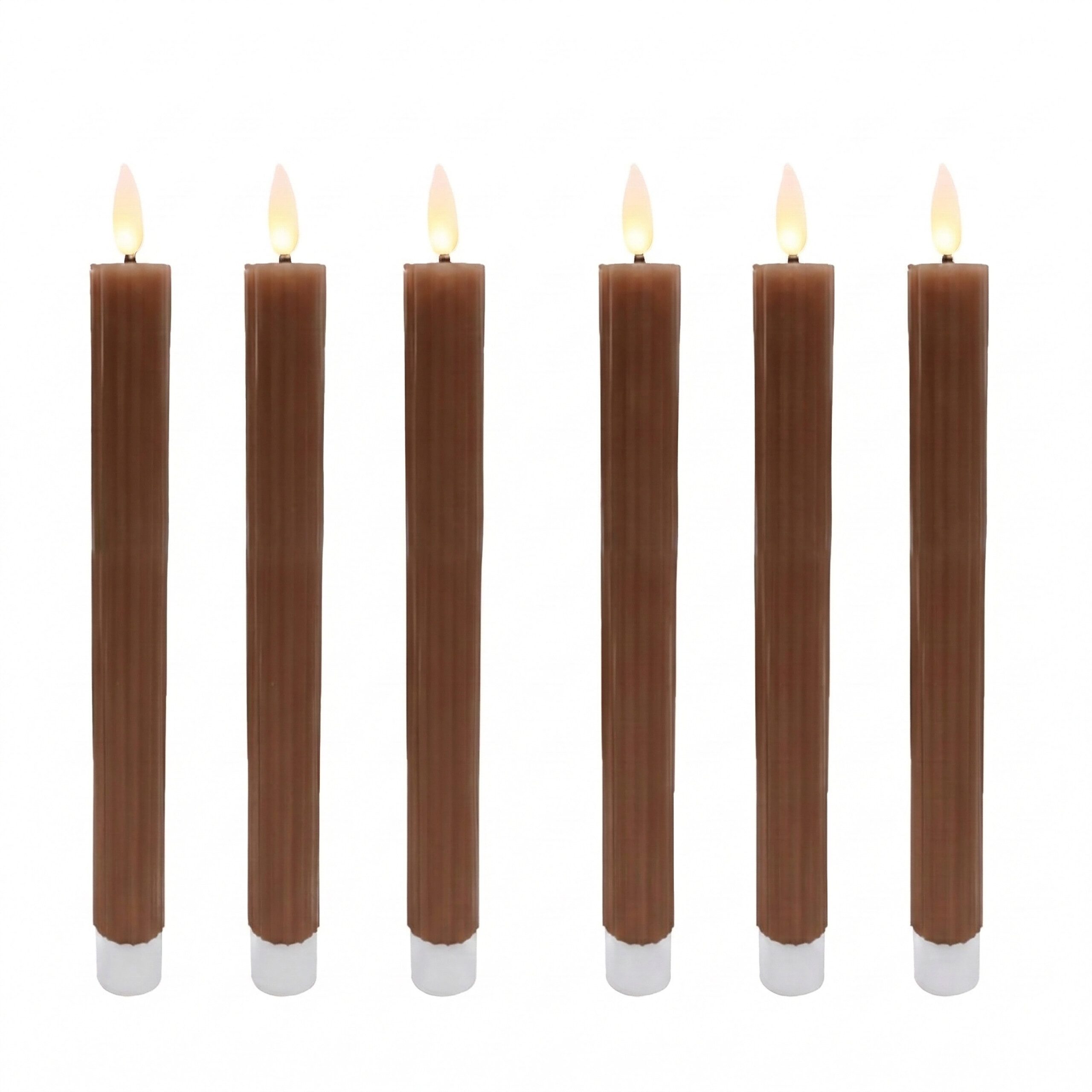 relaxdays LED-Kerze LED Stabkerzen 6er Set, Stimmungsvolle, flackernde LED-Beleuchtung ohne Brandgefahr, LED, Warmweiß, Coffee