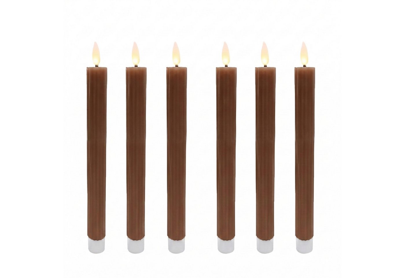 relaxdays LED-Kerze LED Stabkerzen 6er Set, Stimmungsvolle, flackernde LED-Beleuchtung ohne Brandgefahr, LED, Warmweiß, Coffee