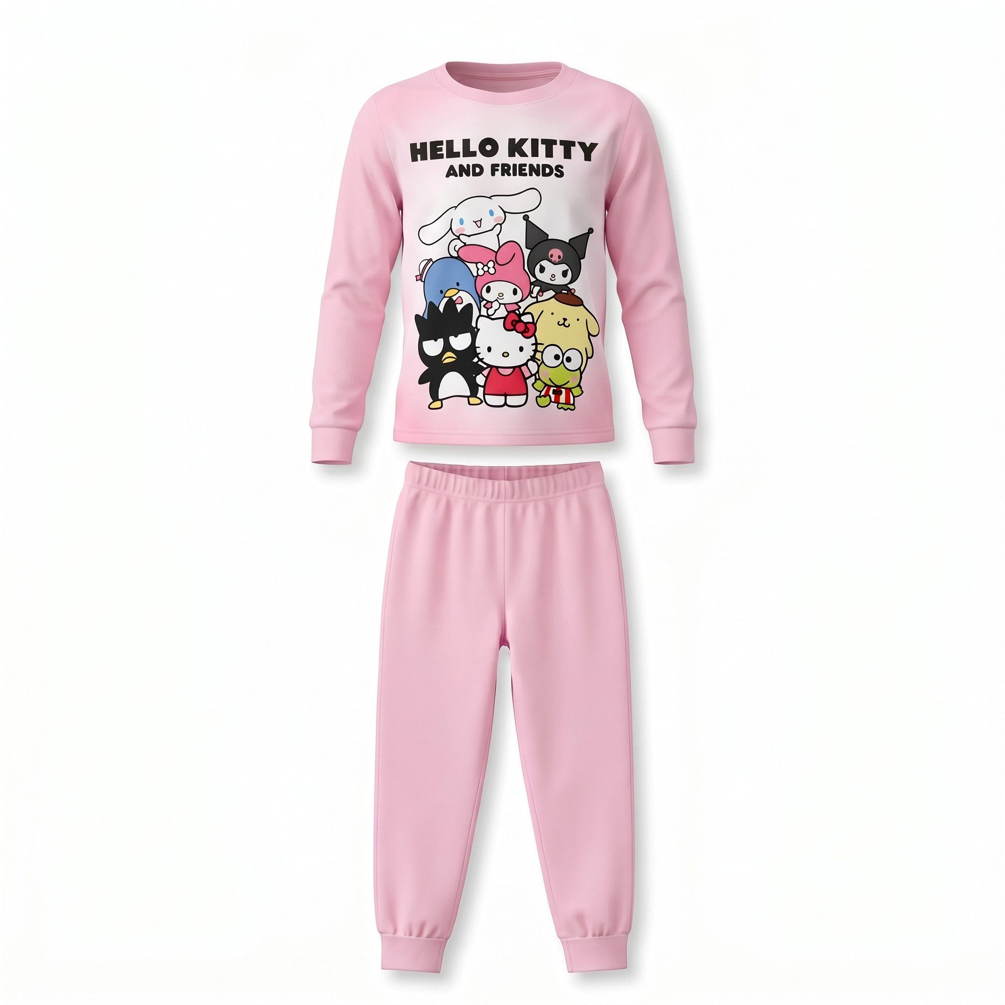 Hello Kitty Schlafanzug Hello Kitty Kinder Mädchen Schlafanzug Pyjama Shirt Hose Gr. 98 bis 116, 100% Baumwolle
