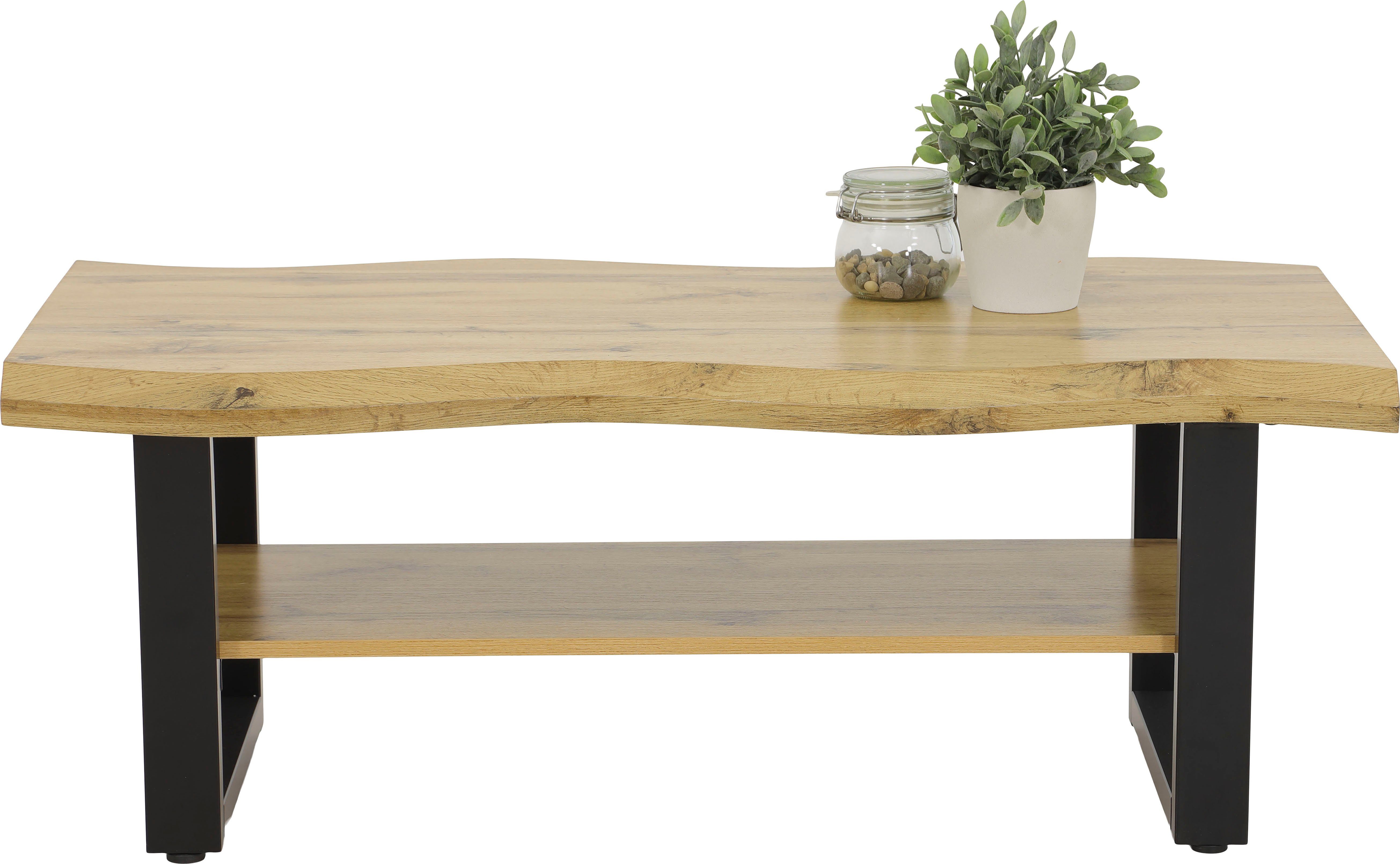 HELA Couchtisch GABRIEL, Ablageboden; Baumkantenoptik; U-Gestell