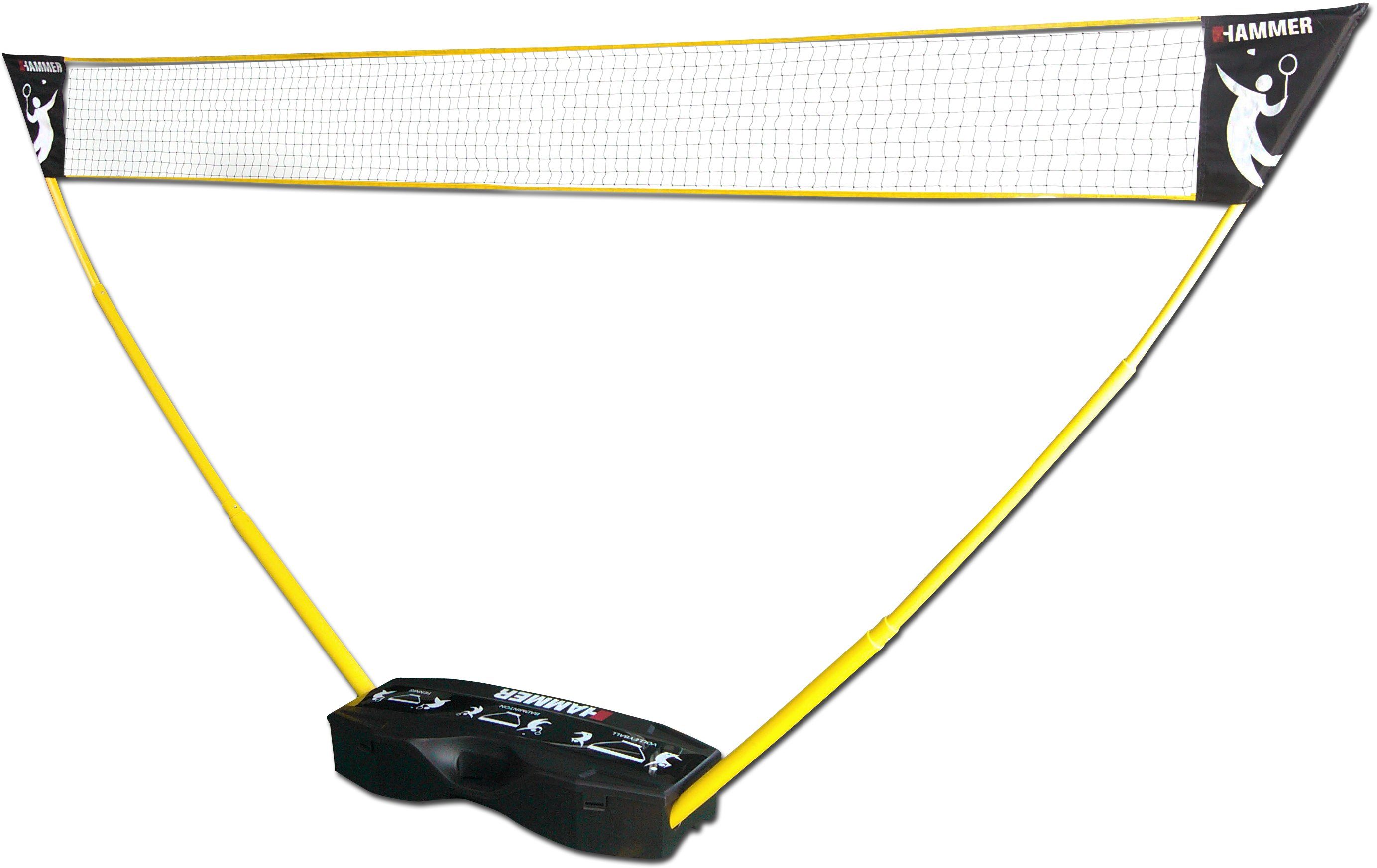 Hammer Tennisnetz (Tragekoffer, Netze, Teleskop Netzpfosten, für Netz-Set und Volleyball Bodenanker), 3in1 Badminton, Tennis