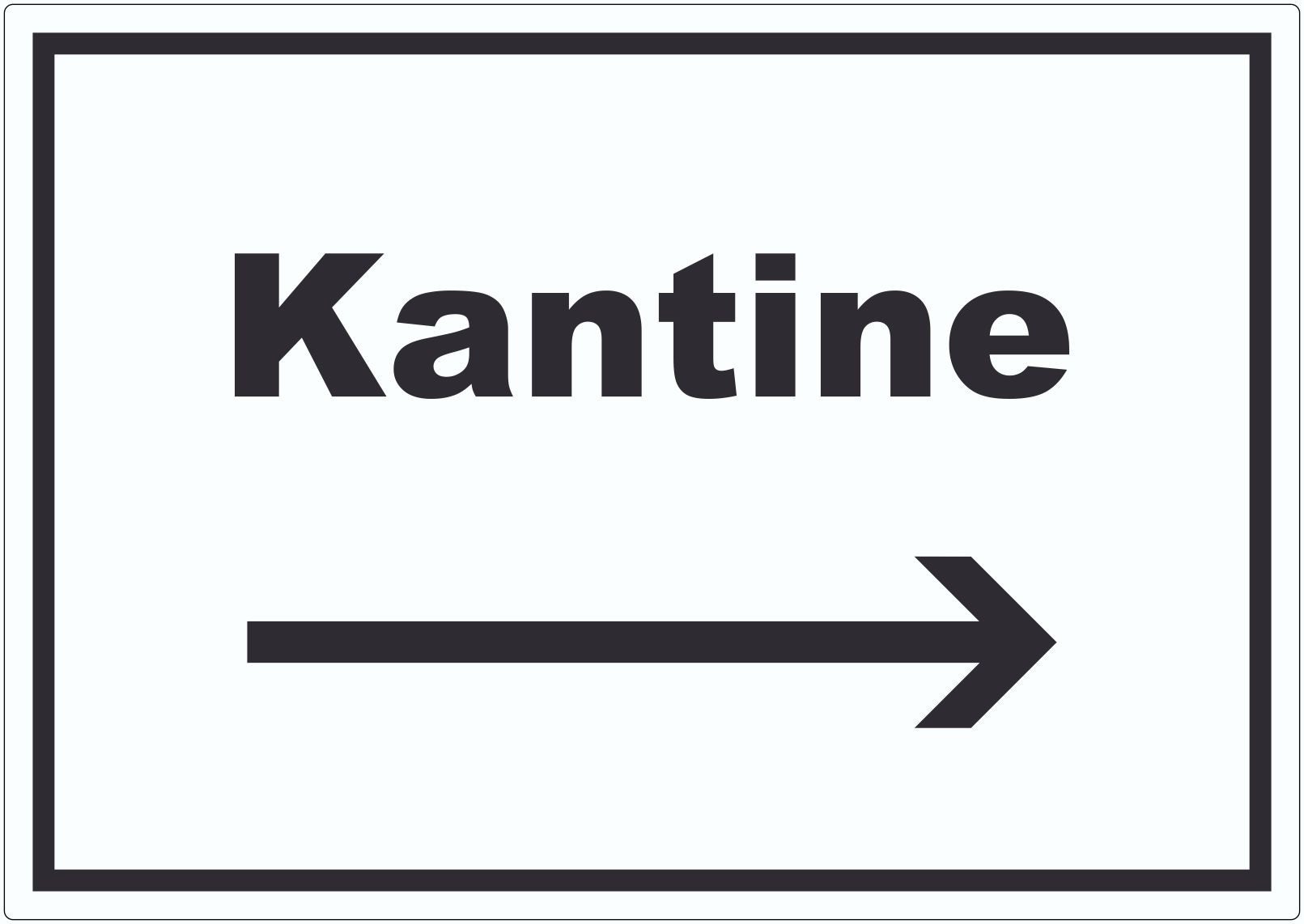 HB-Druck Aufkleber Kantine Aufkleber mit Text und Pfeil rechts essen und trinken, wetterfest, UV-beständig, kratzfest