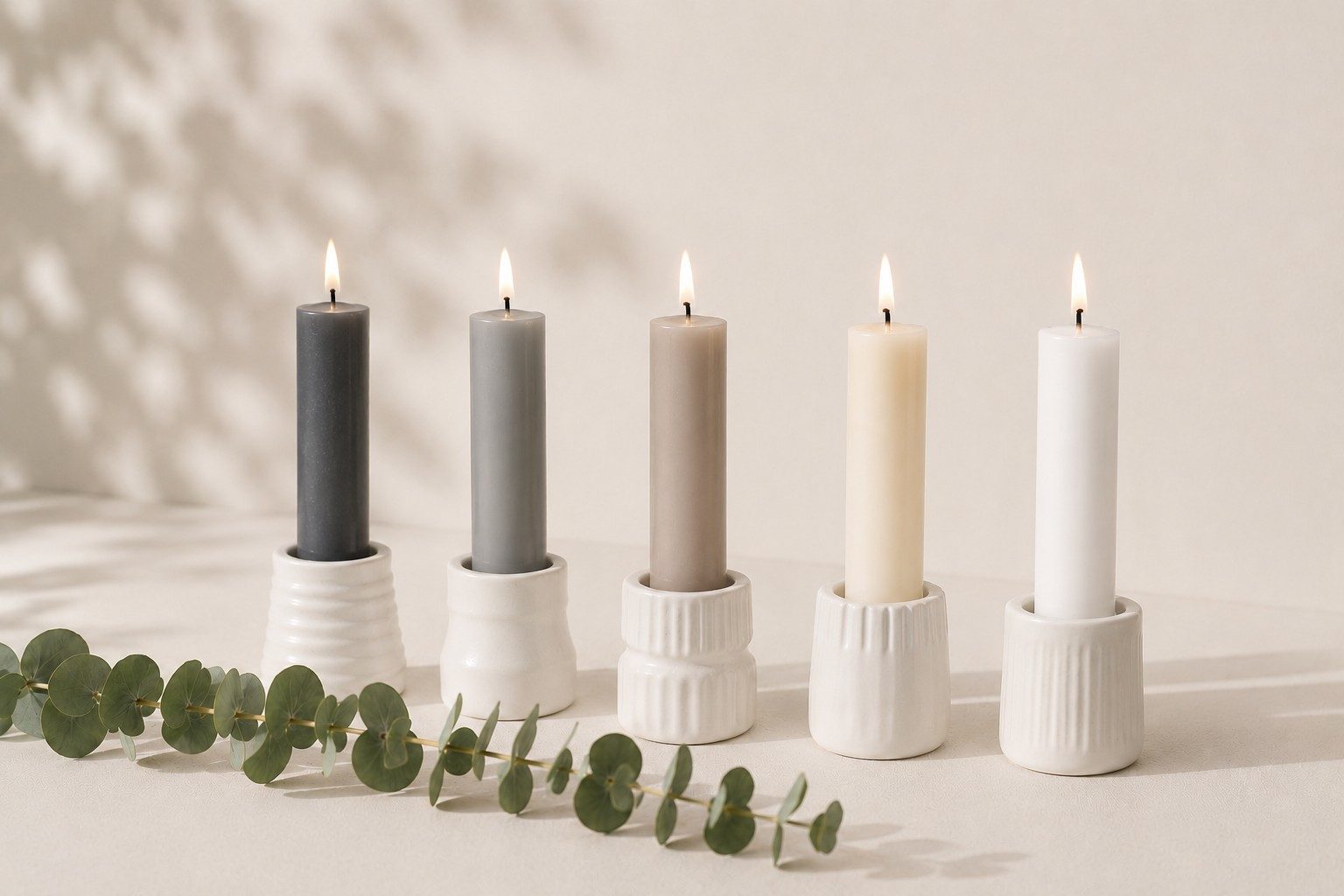 Hahn Kerzenfarm Spitzkerze Otto Kurze Stabkerzen Farbmix „Pure Stone“ – 25 Stück Set 7, durchgängig gefärbt, RAL Farben, Made in Germany, tropffrei