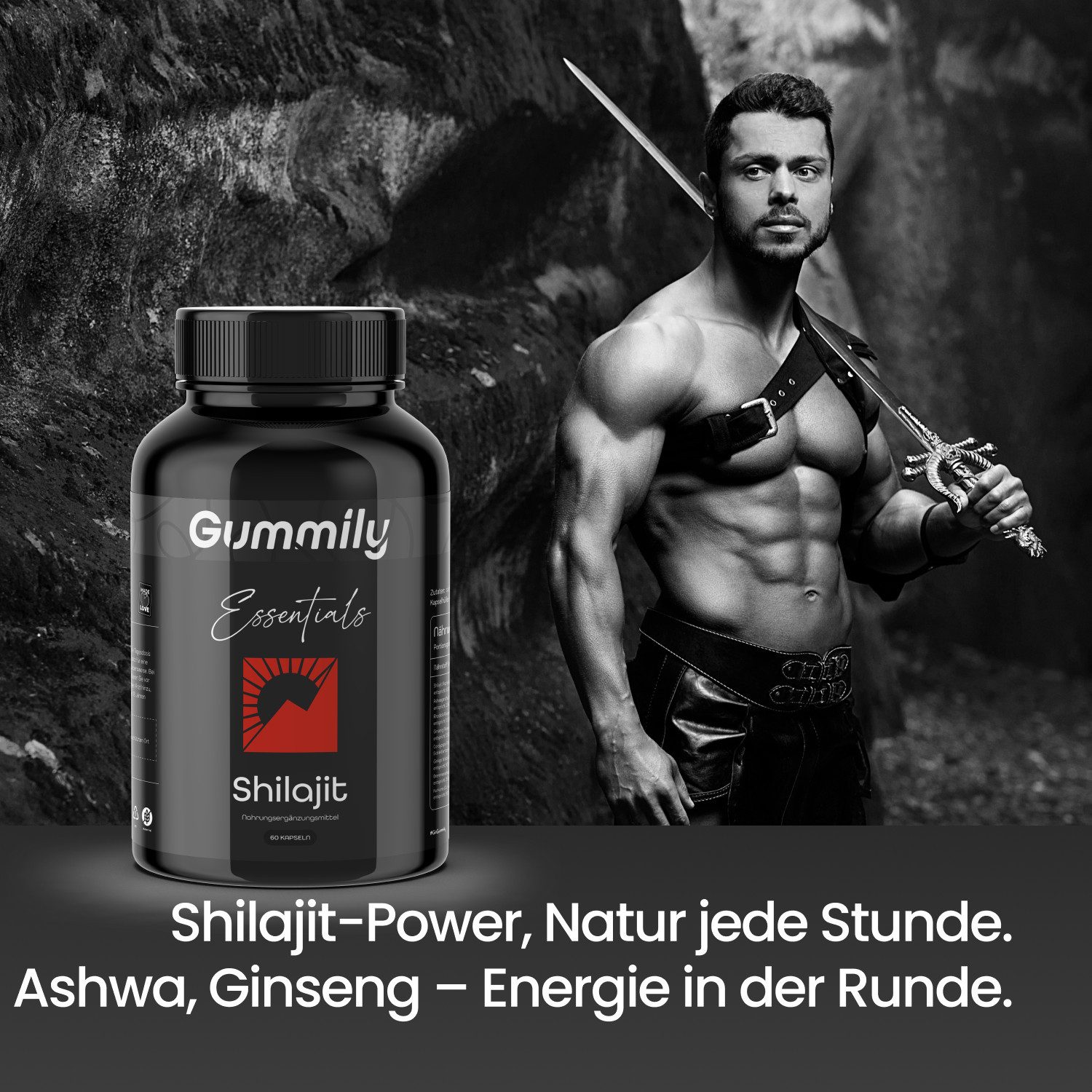 Gummily® Shilajit Resin Extrakt Kapseln mit Ashwagandha & Ginseng Kapseln, 54 g