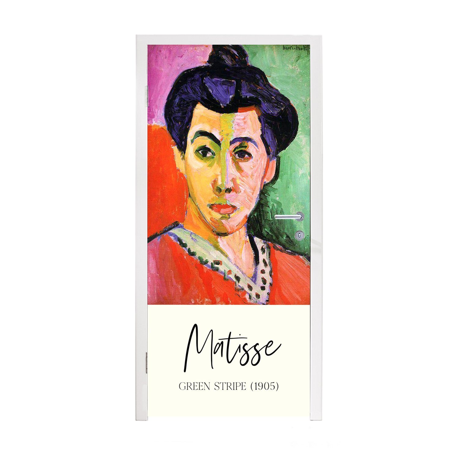 Meister, 75x205 Alte Tür, (1 - für Streifen - Matisse (1905) cm MuchoWow Fototapete Matt, Türtapete Grüner St), bedruckt, Türaufkleber,