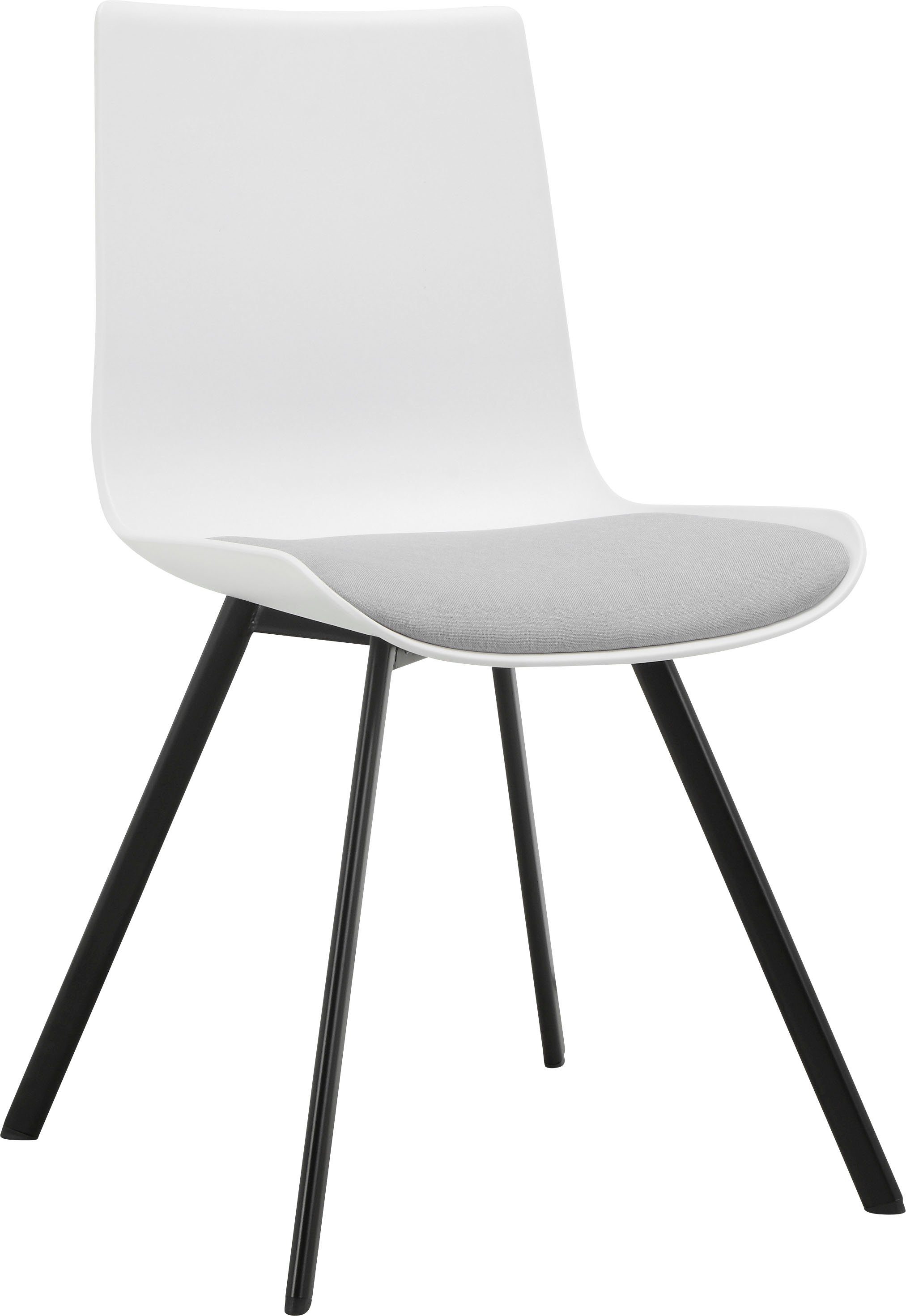 INOSIGN Esszimmerstuhl Ayden (2 St), festmontierte Sitzkissen, Gestell aus Metall, Sitzhöhe 48 cm weiß | grau | Stühle