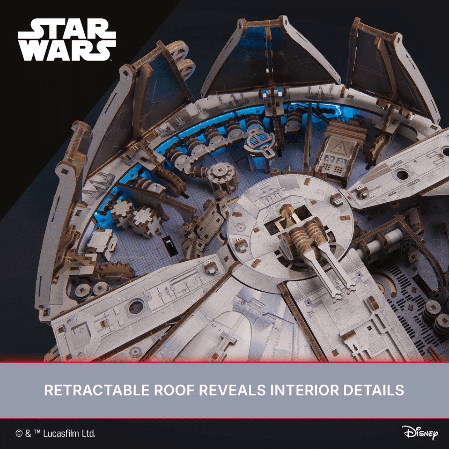 UGEARS Modellbausatz Star Wars Millennium Falcon Raumschiff aus Holz, (1235-tlg) – Bild 4 von 5
