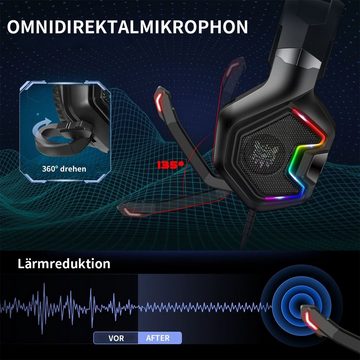 DOPWii Headset mit Geräuschunterdrückung Gaming-Headset (Mikrofon und RGB-Beleuchtung für Switch, Xbox one, PS4)