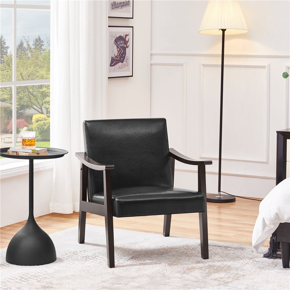 Yaheetech Relaxsessel Retro Loungesessel Einzelsofa, Loungesessel Lesesessel Kunstleder Belastbar bis 136 kg