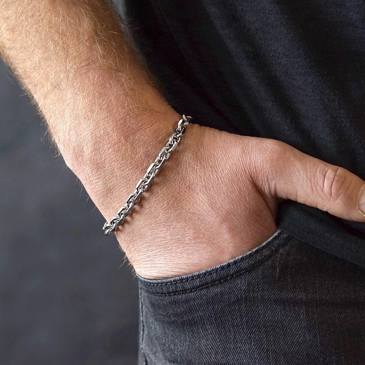 Materia Armband Herren Silber Ankerkette diamantiert günstig online kaufen