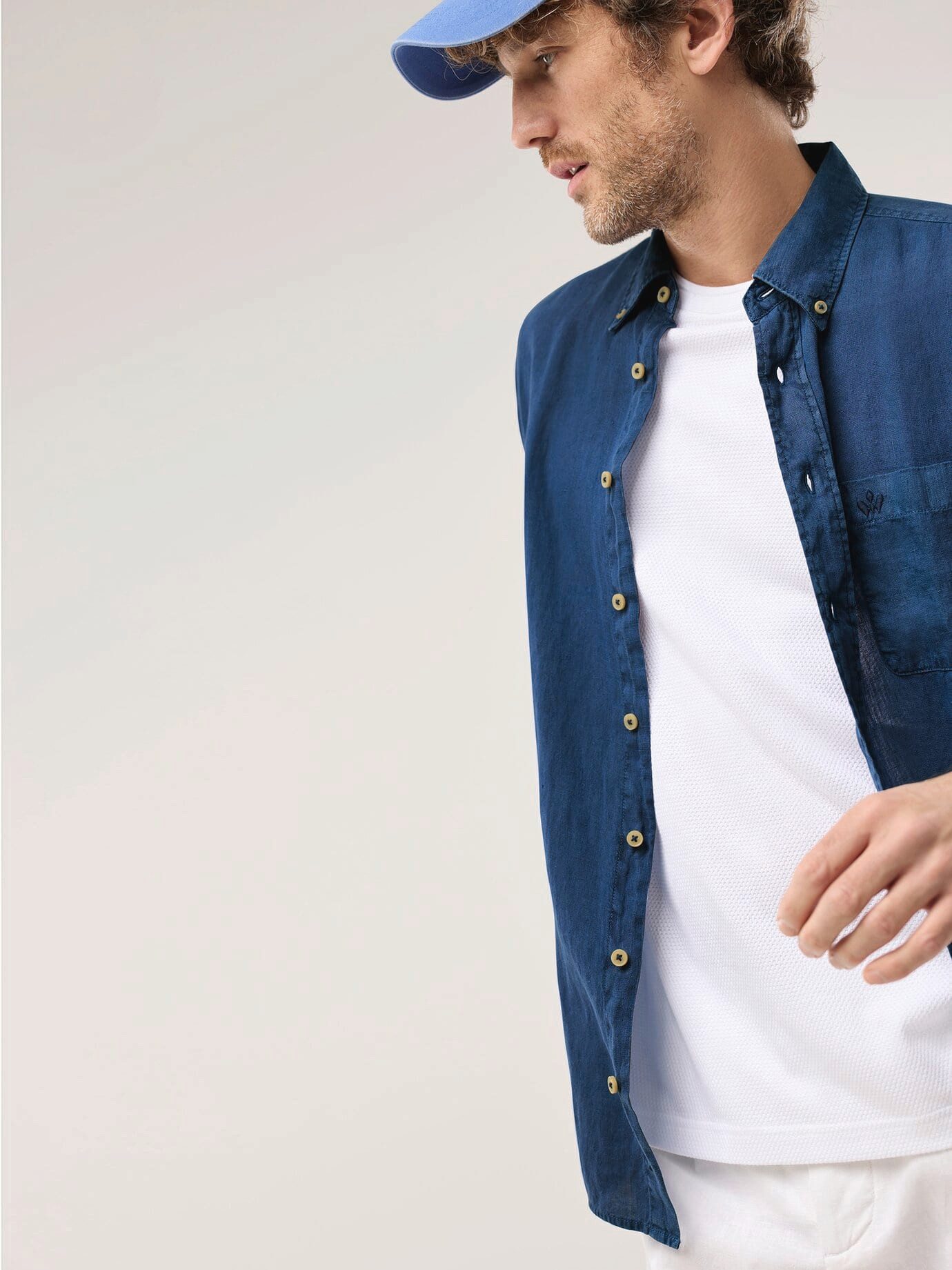 Walbusch Leinenhemd Herren Pures Leinen Hemd Überfärber Regular Fit Langarm Leinenhemd Atmungsaktiv, pflegeleicht, Kent-Kragen Button-down, Brusttasche