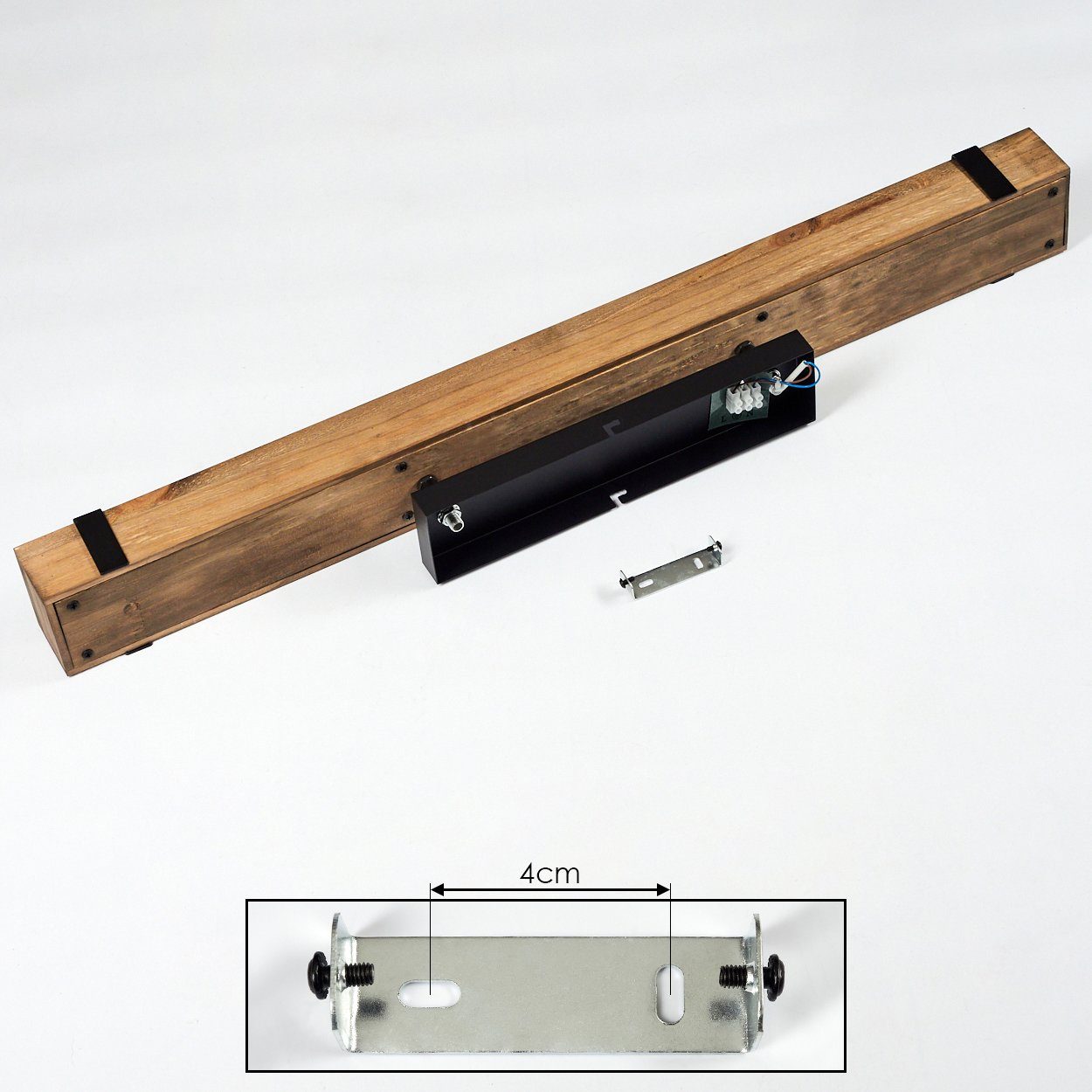 hofstein Deckenleuchte »Bollengo« moderne Deckenlampe aus Metall/Holz in Schwarz/Natur, ohne Leuchtmittel, Leuchte mit Holzstab im Vintage-Design, 4xE27 – Bild 5 von 5