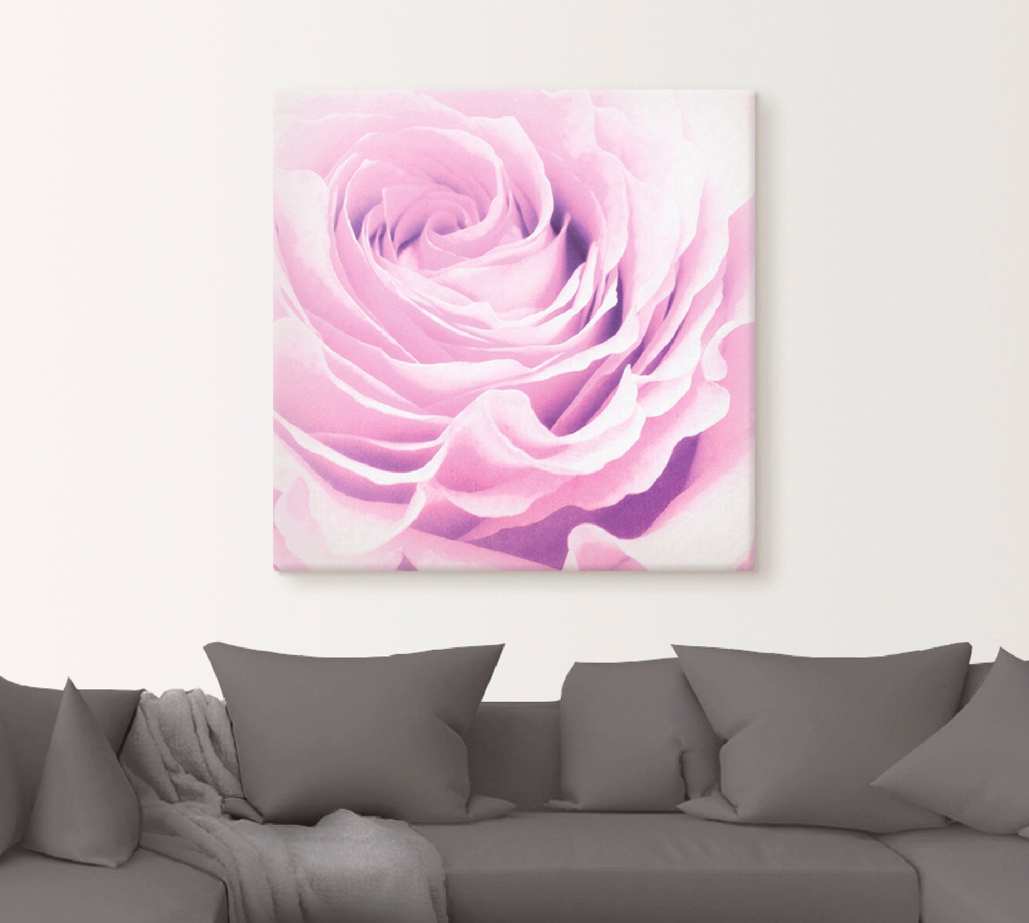 Artland Leinwandbild Pastell Rose, Blumen (1 St), auf Holzrahmen gespannt