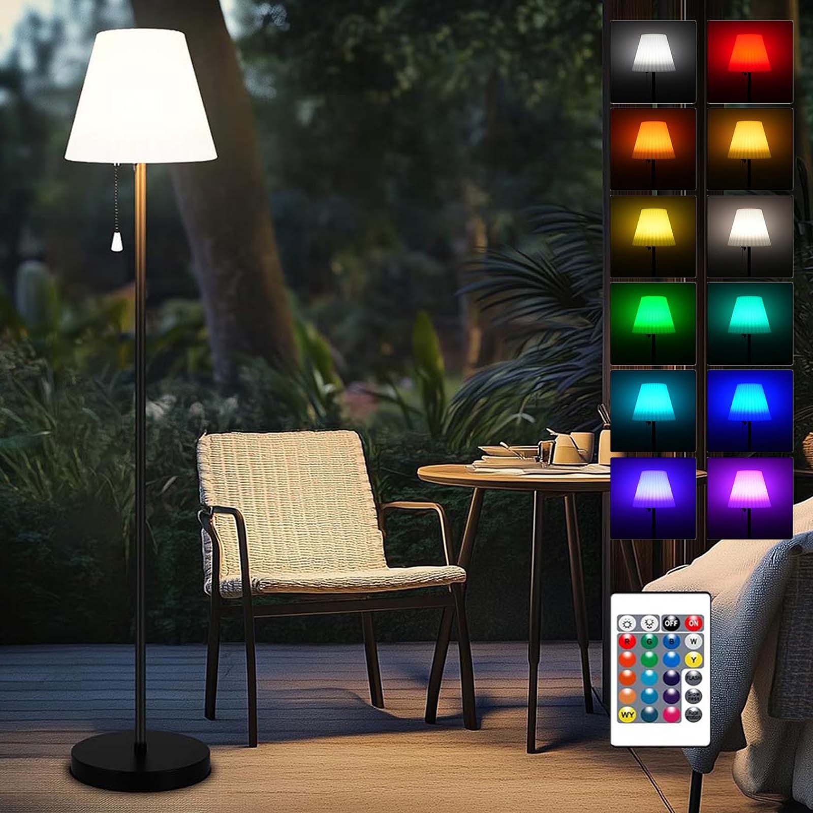 LED Außen-Stehlampe Solar Stehleuchte mit Fernbedienung, RGB Outdoor Stehlampe Akku