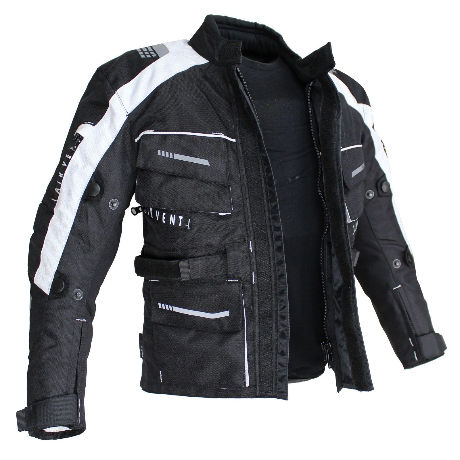 Alpha Speeds Motorradjacke Kinder Motorrad Textil Jacke Biker wasserdicht Jacke mit Protektoren Sport, Innenjacke ist trennbar: All Season, Weiß