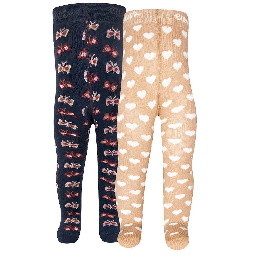 Ewers Strumpfhose Strumpfhose 2er Pack Schmetterlinge/Herzen (2 St. 2er-Set) 80% Baumwolle, 18% Polyamid, 2% Elasthan