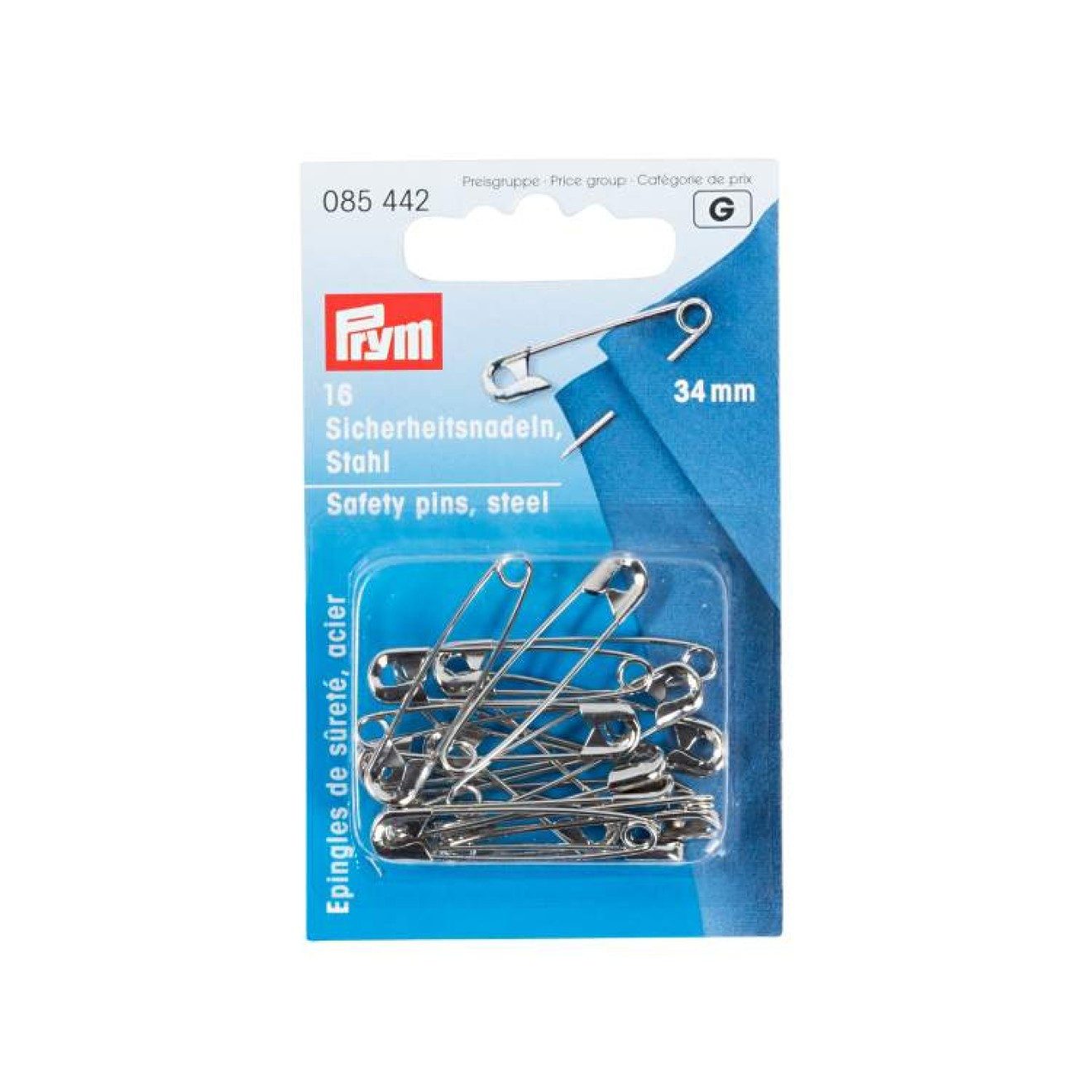 Prym Stricknadeln Sicherheitsnadeln 34 mm silberfarbig 16 St