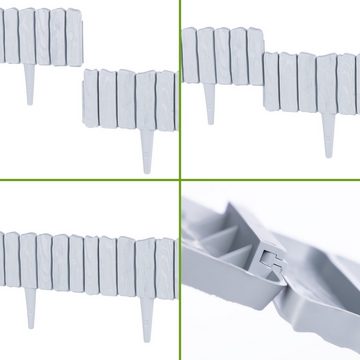 BooGardi Beetumrandung Rasenkante Holzoptik, LxH: 57,00x12.500 cm, 5 Stück Braun, Beeteinfassung flexibel Mähkante Gartenzaun