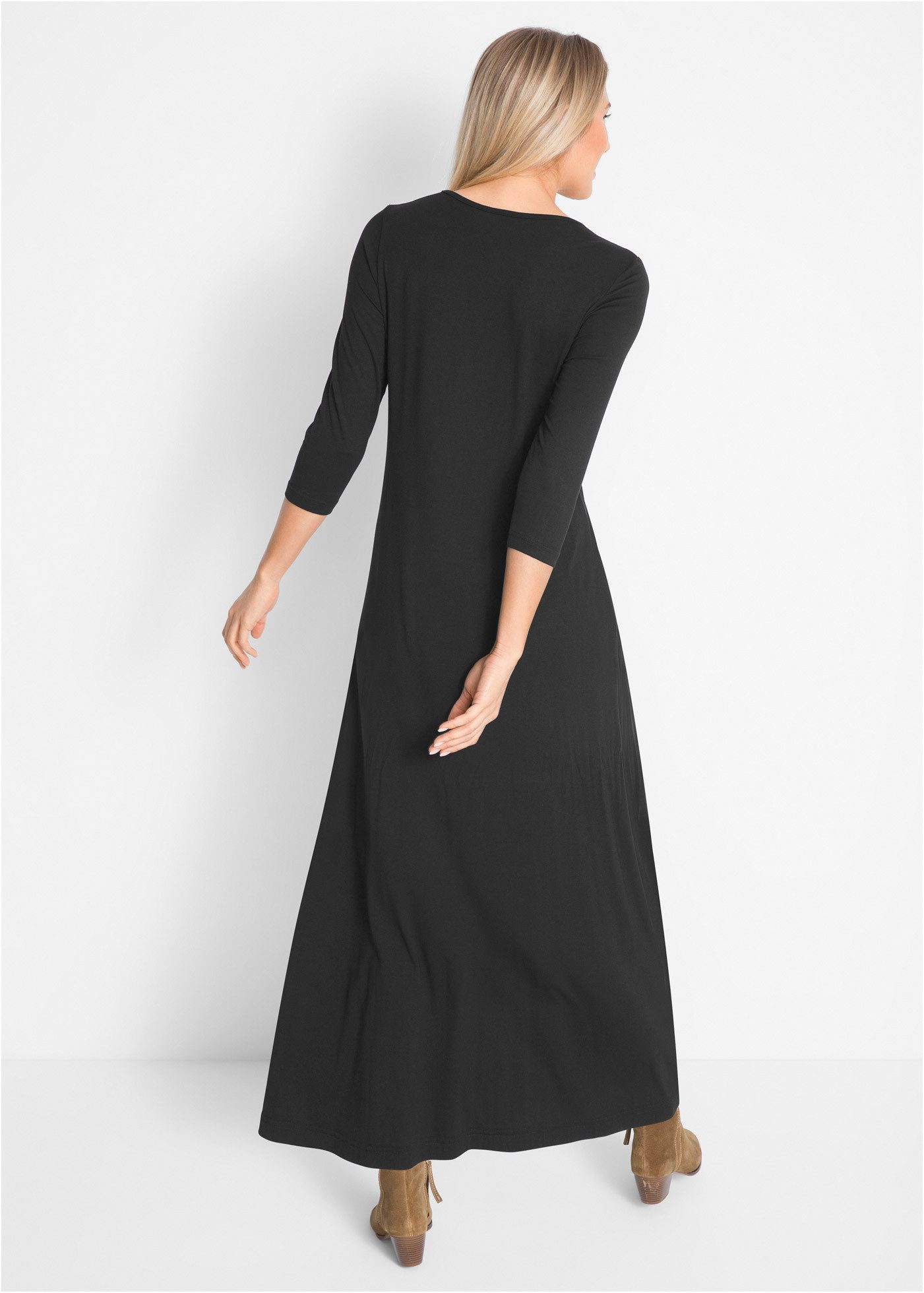 bonprix Maxikleid für Casualmode im Frühjahr und Sommer, A-Linie, mit 3/4-Ä günstig online kaufen