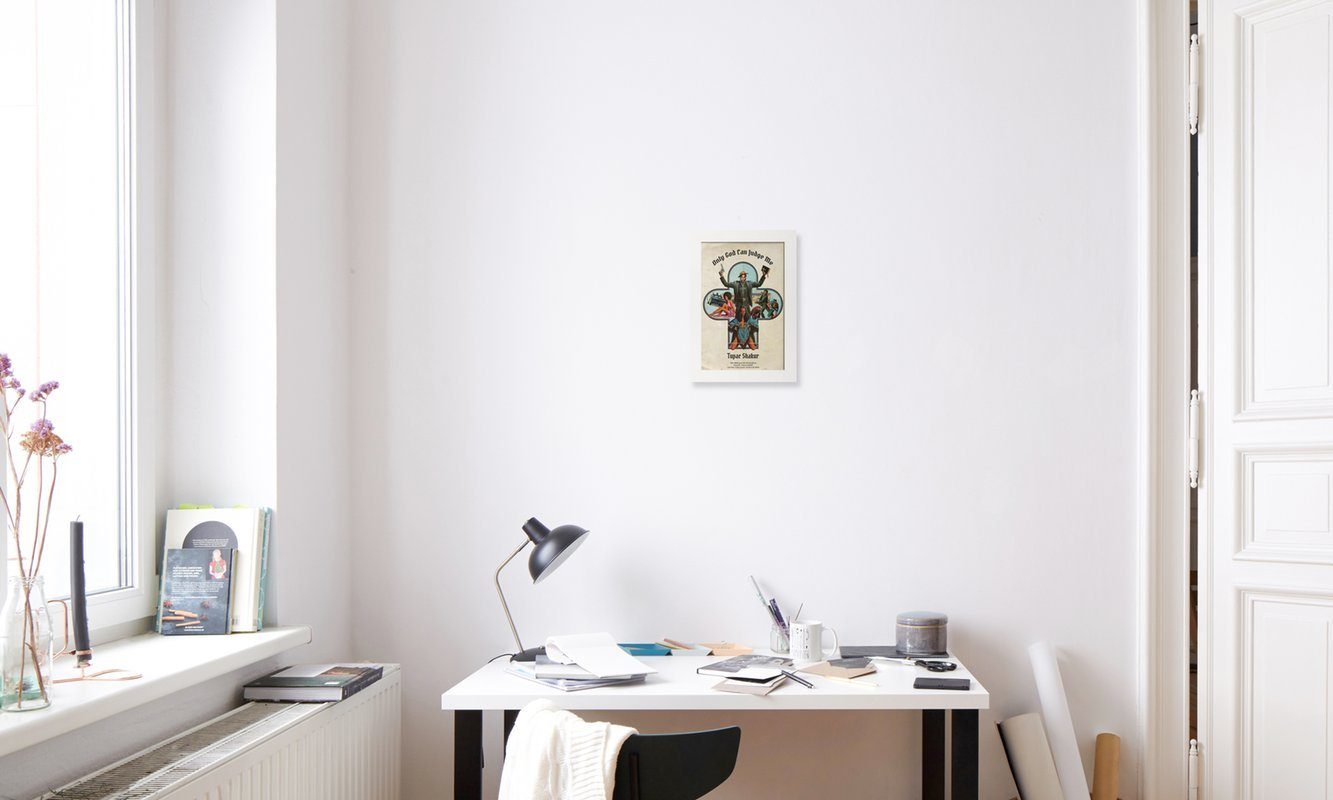 weißen Juniqe mit Poster Rand breiten, (1 1 Galeriequalität mit Fine-Art-Print St), einem Holzrahmen, in cm Poster Ads Libitum
