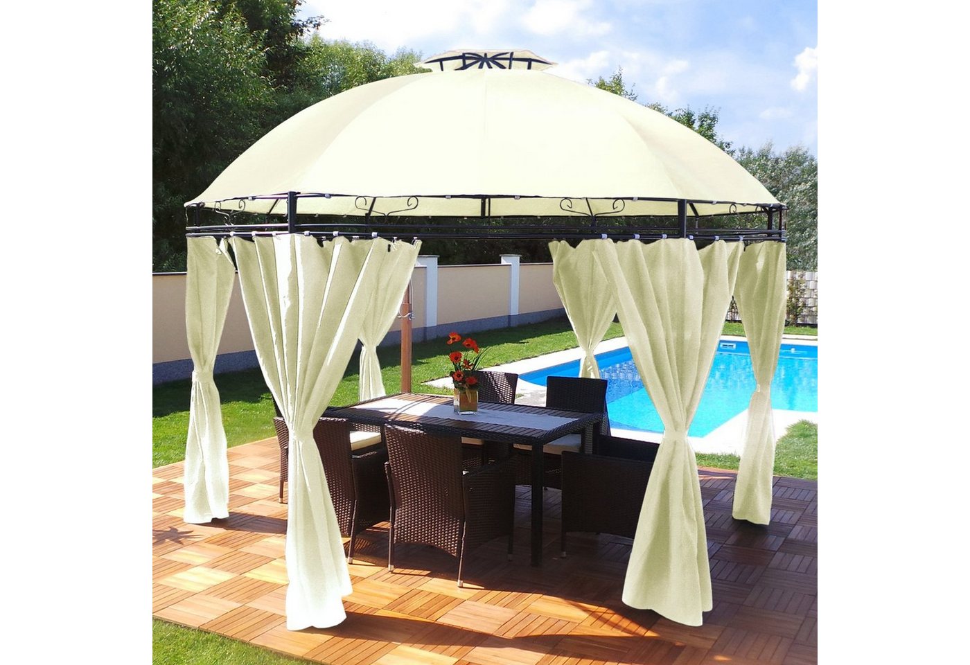 Thumbnail - Swing&Harmonie Pavillon LED - Pavillon Ø 350cm Lavo Garten Pavillion Rund, Solar Pavilion Gartenzelt Designer Pavilon