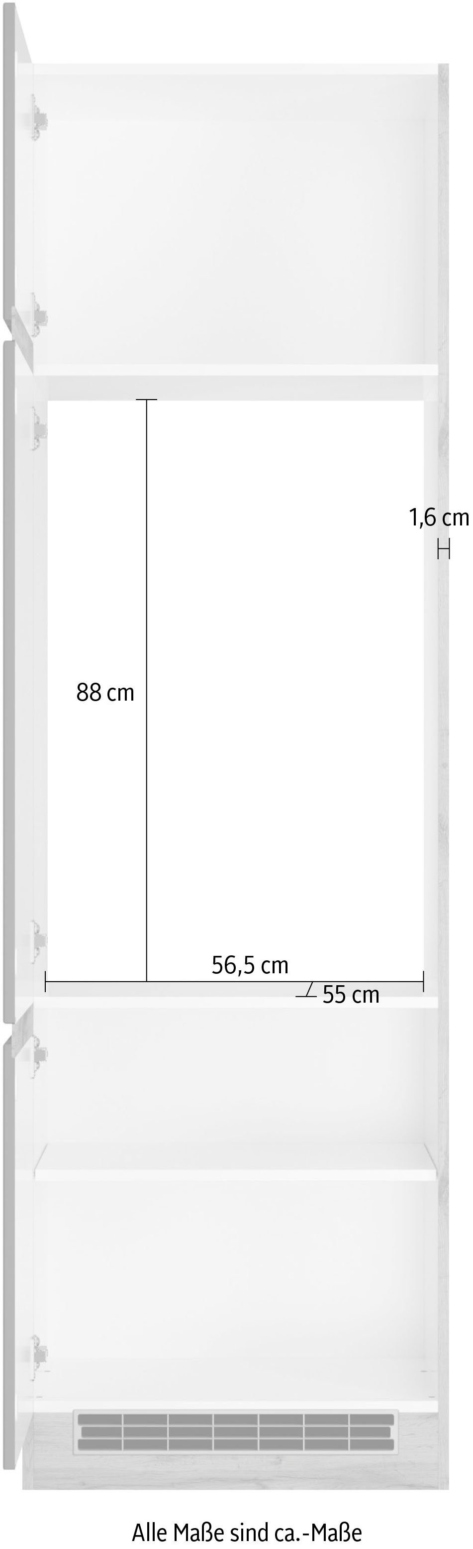 HELD MÖBEL Kühlumbauschrank Riesa 60 cm, Breite wotaneiche grafitgrau | MDF-Fronten