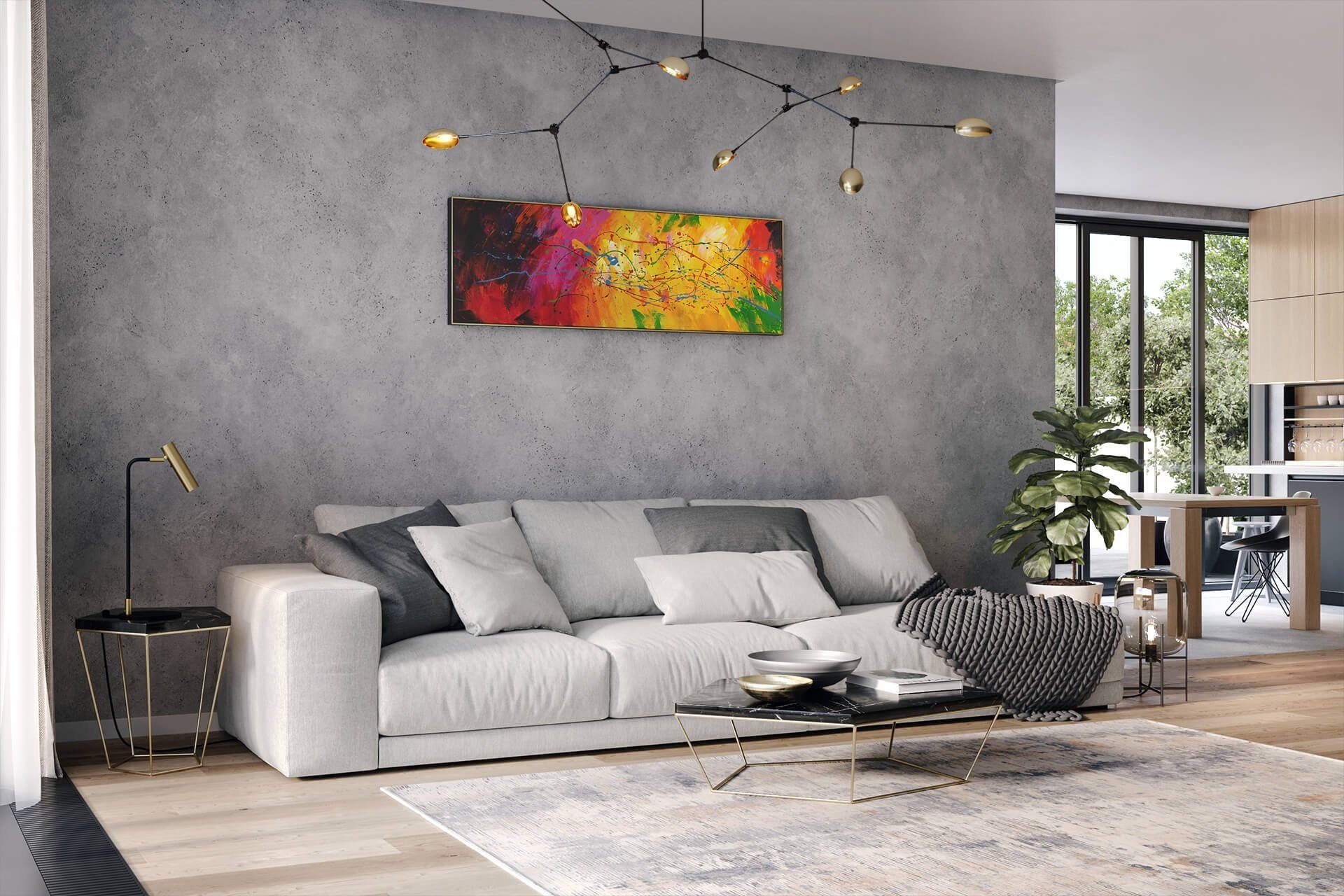 KUNSTLOFT Gemälde Lucid 150x50 HANDGEMALT Wohnzimmer Wandbild Leinwandbild cm, 100% Dream