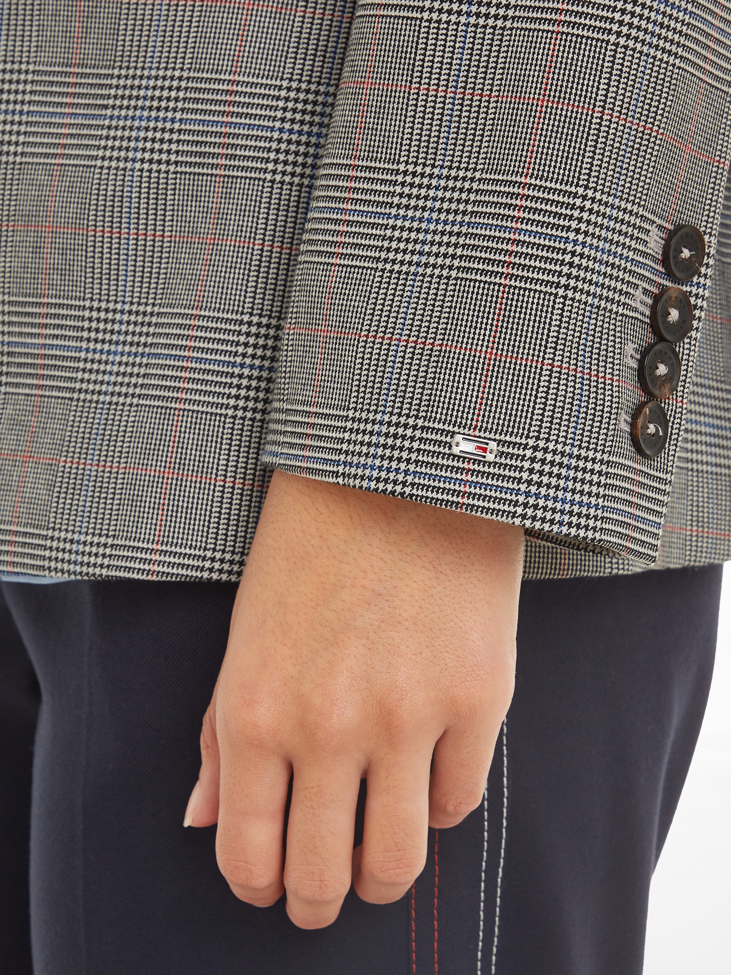 Tommy Hilfiger Kurzblazer POW CHECK REGULAR BLAZER (Global Serie TH WOMEN) im Karodessin