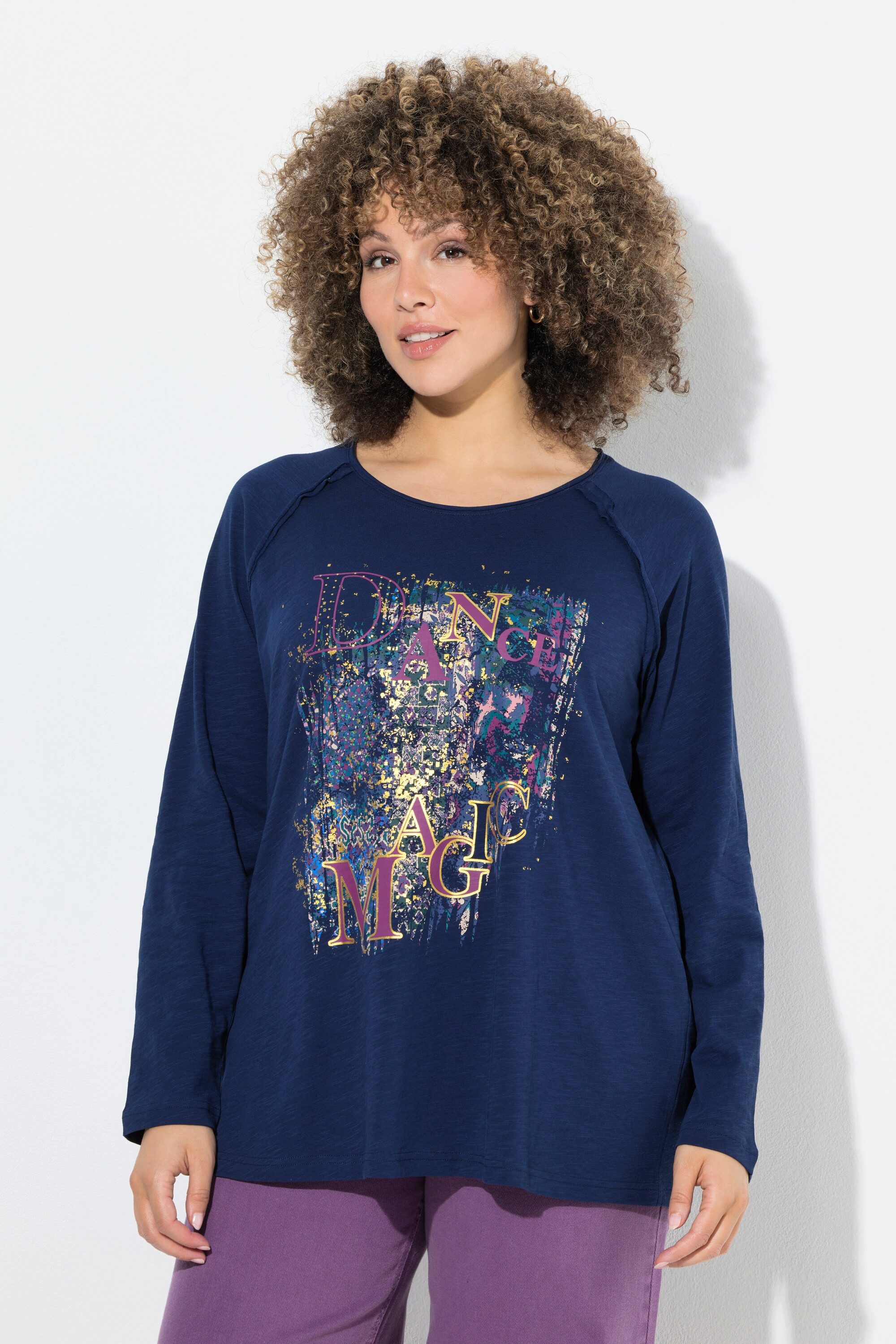 Ulla Popken T-Shirt Shirt Motivdruck A-Linie günstig online kaufen