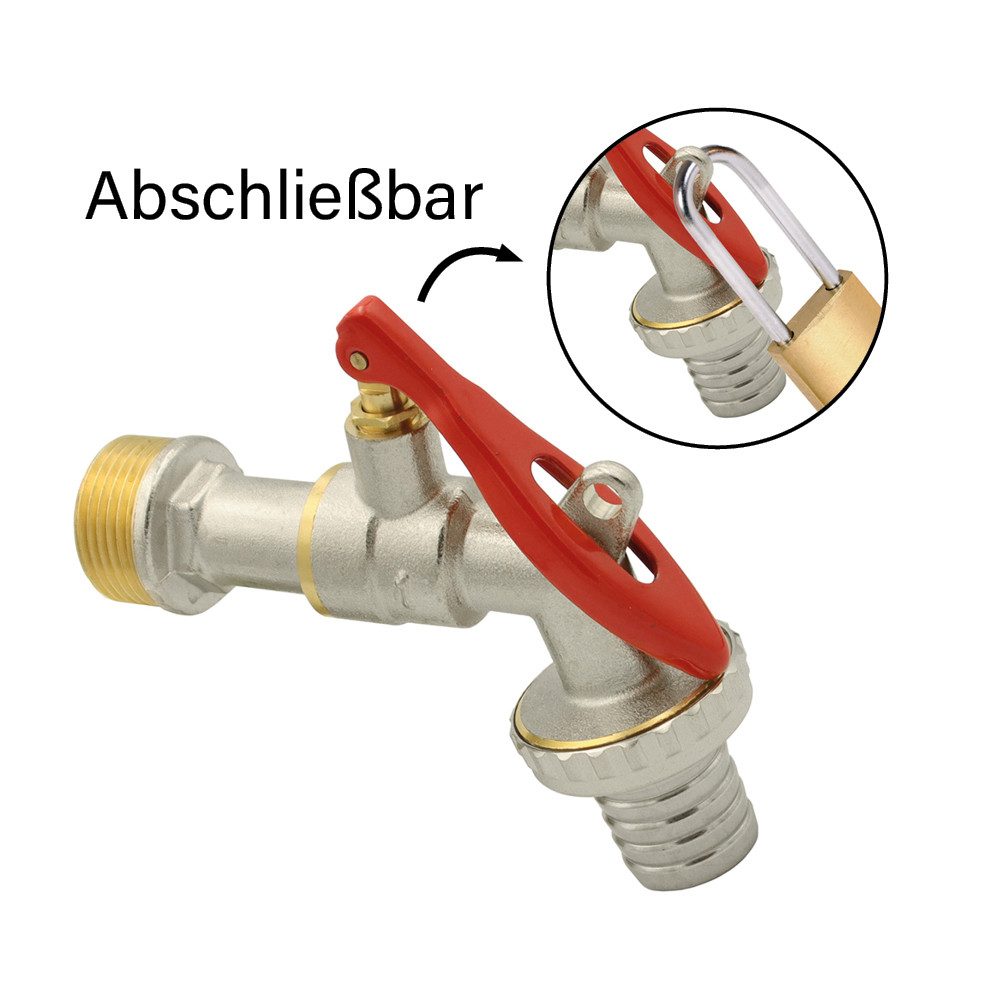 Auslaufventil Messing Kugelauslaufhahn 1" Absperrbar