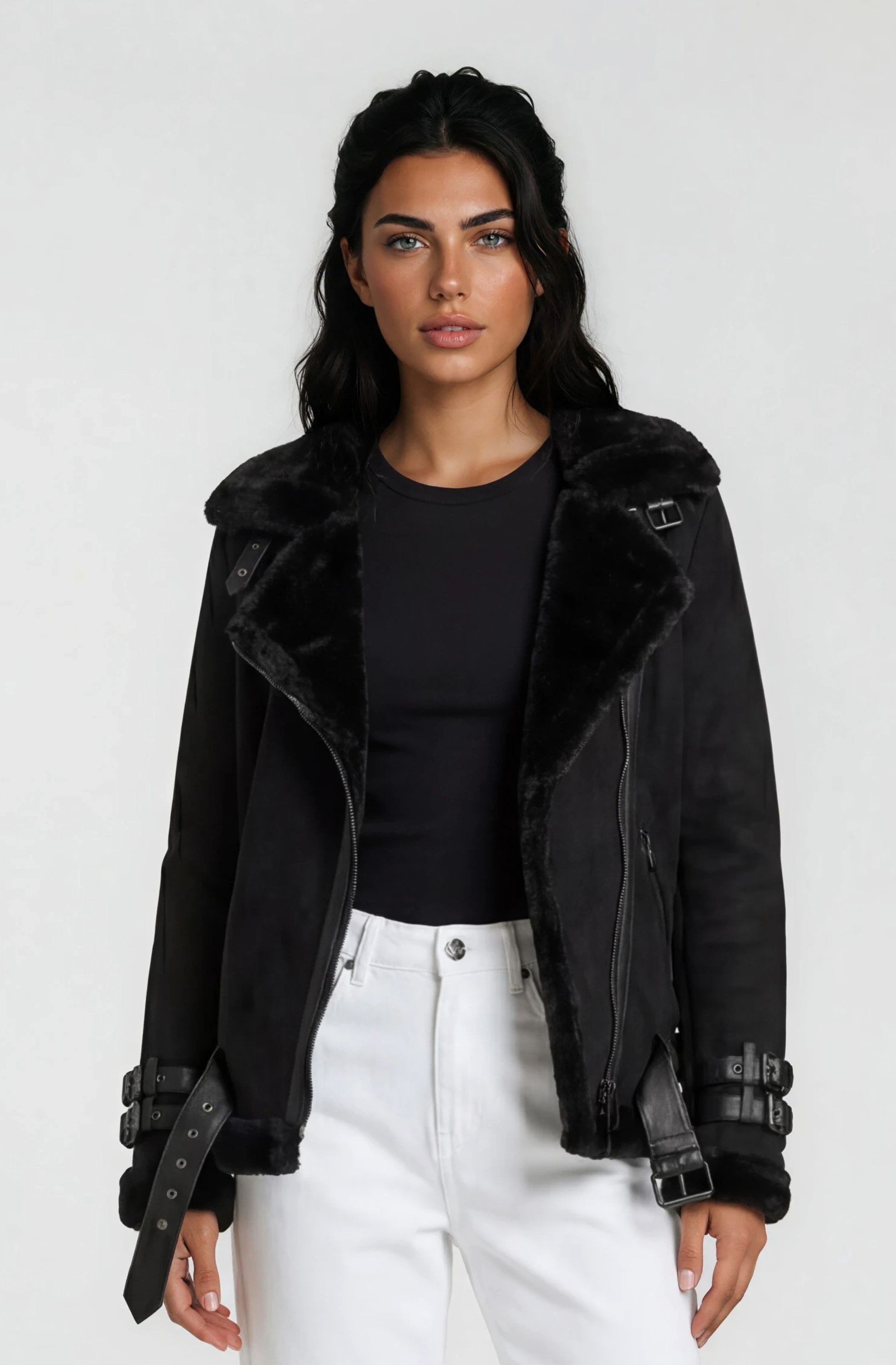 trueprodigy Lederjacke Aloy Lederjacke mit Kunstfellbesatz