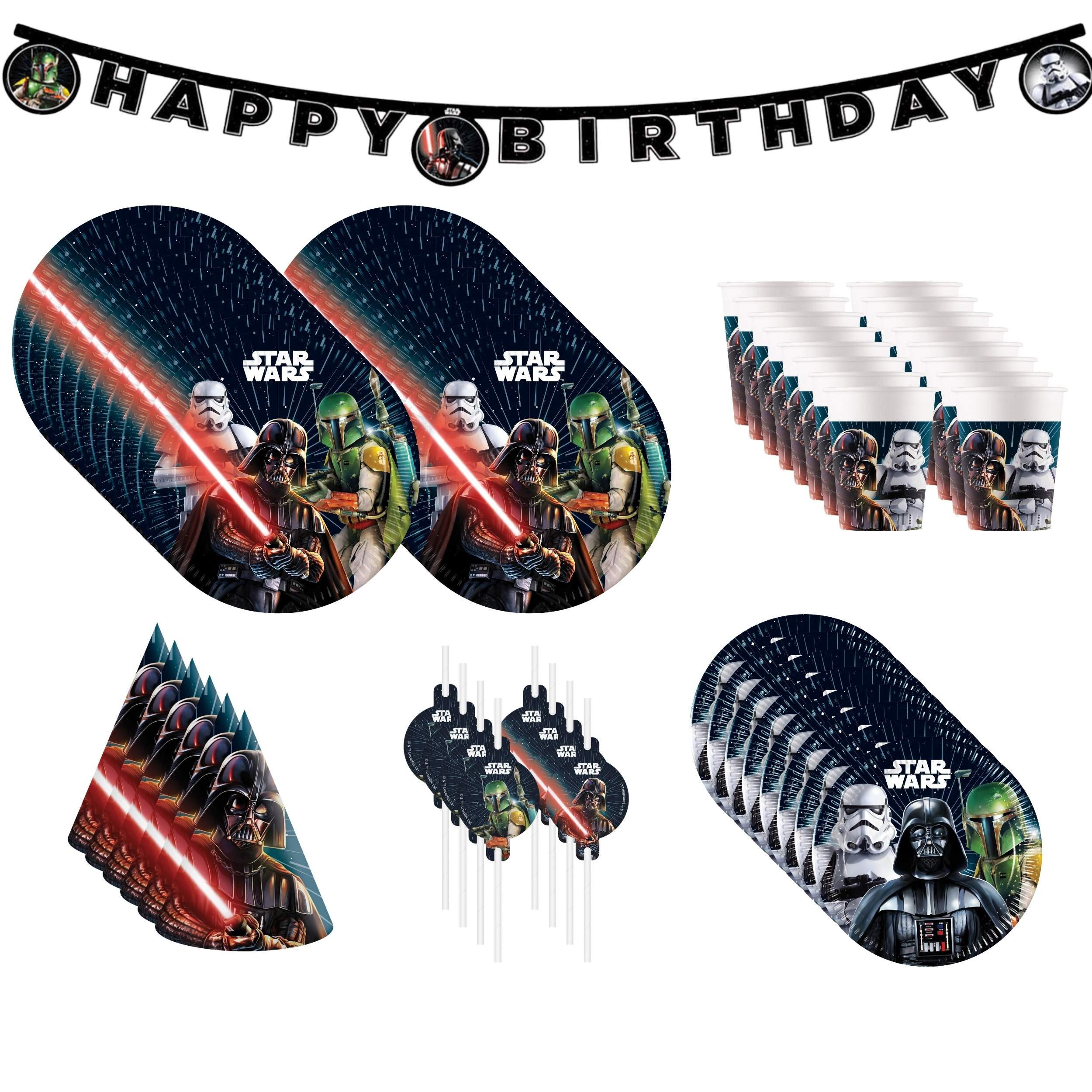 Procos Einweggeschirr-Set 55-tlg. Star Wars Galaxy Party Set für Kindergeburtstag, 16 Personen