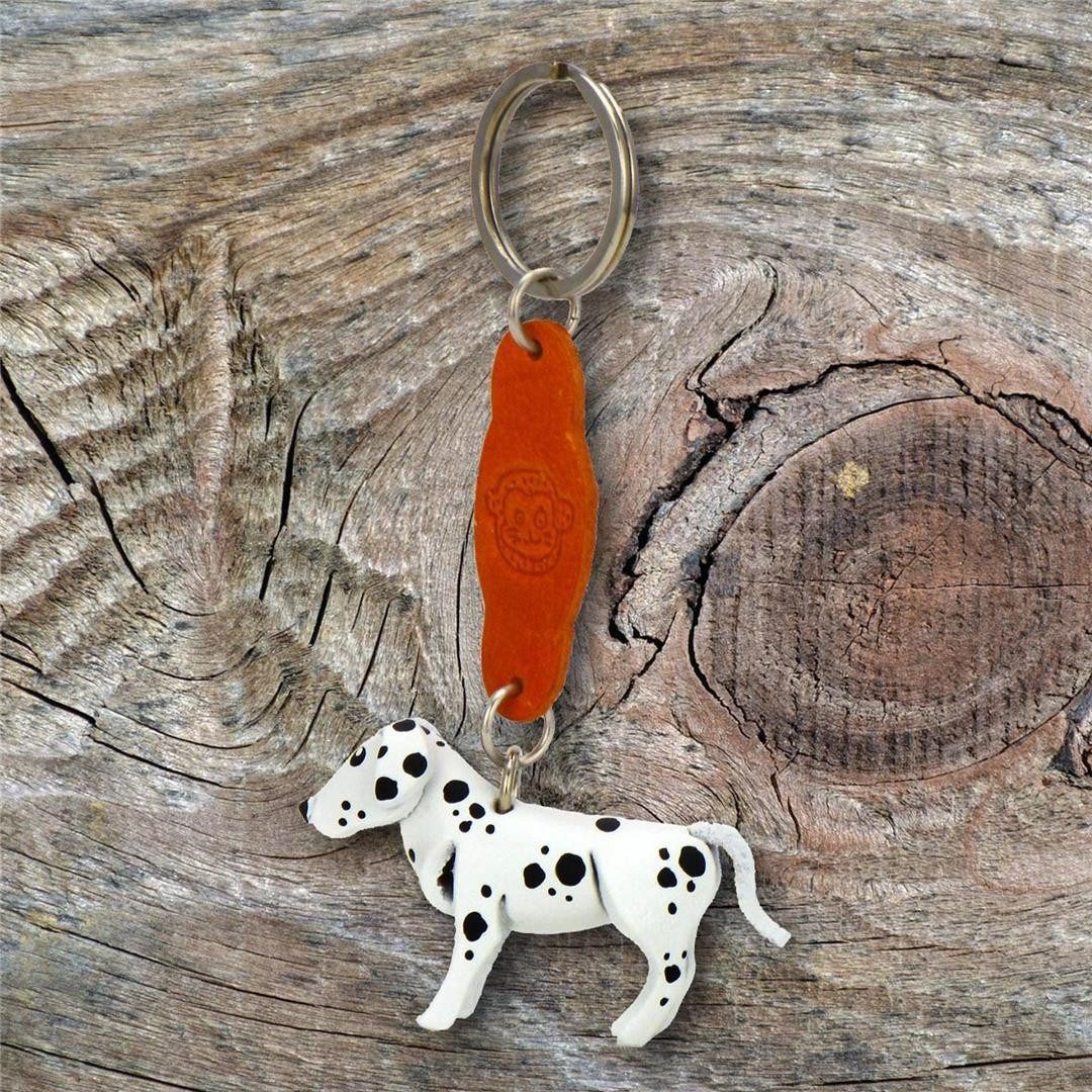 Monkimau Schlüsselanhänger Set Dalmatiner Hunde Schlüsselanhänger aus Leder
