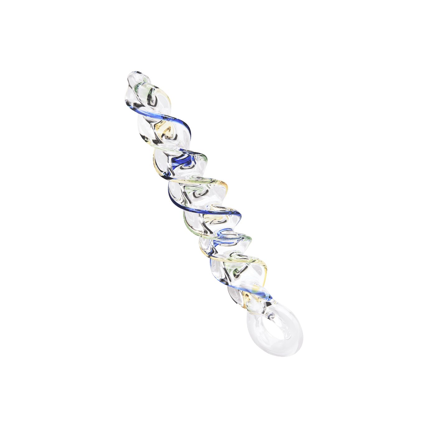 EIS Dildo EIS Glasdildo im Spiral-Design (18cm) aus Broliskatglas, Haltering; erotische Temperaturspiele