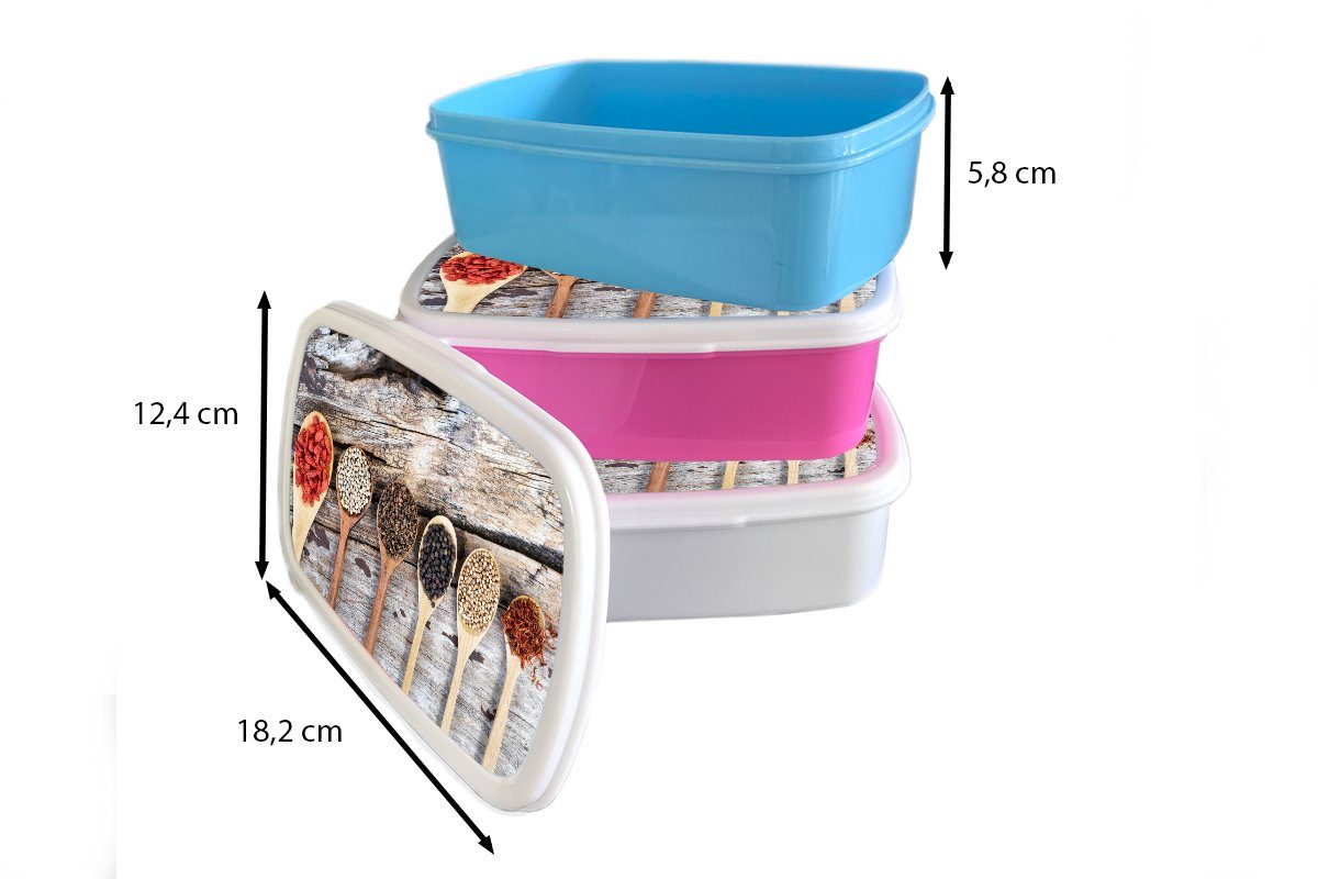 Brotdose, Jungs (2-tlg), Lunchbox und Löffel weiß Kinder mit Brotbox für MuchoWow Gewürzen, für von groß klein Erwachsene, bis Kunststoff, Mädchen und