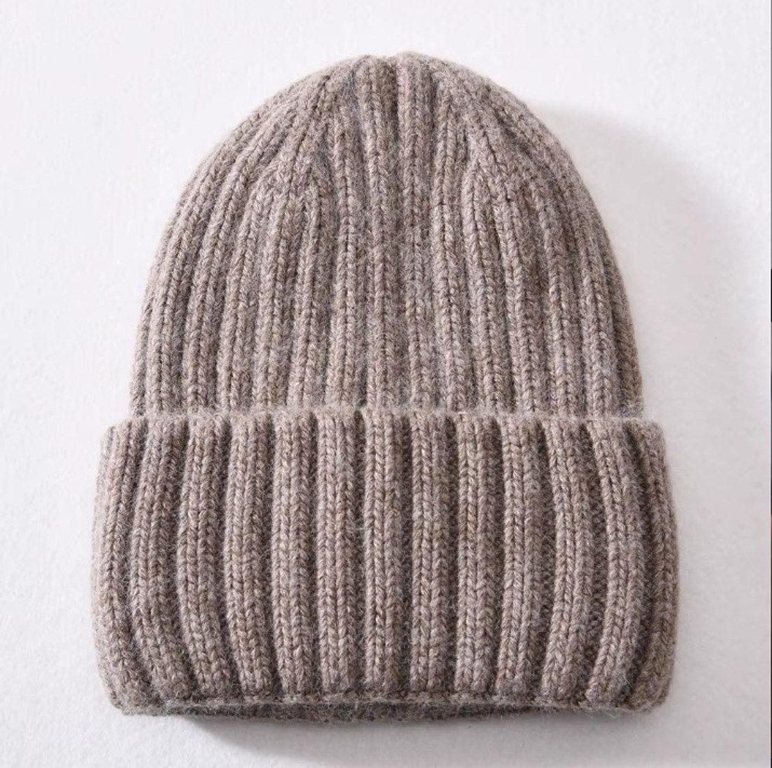Runde Perlé Beanie Beanie warme Wintermütze 100% Merinowolle braun Beanie a günstig online kaufen