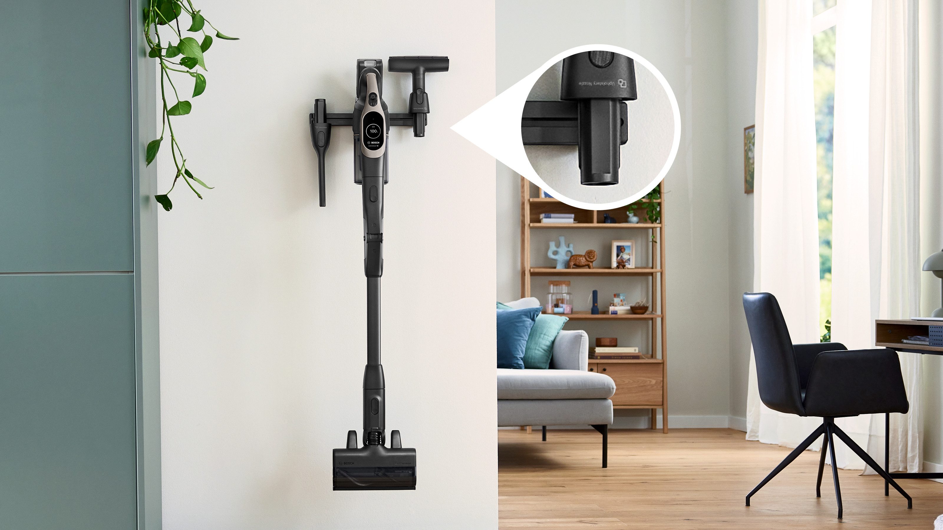 BOSCH XXL-Polsterdüse XXL-Polsterdüse BHZUNGXXL, 360° Rotation, großer Bürstendurchmesser, Zubehör für Bosch Akkustaubsauger Unlimited Serie 10, ideal zur Fahrzeug-Innenreinigung, Original-Zubehör, schwarz