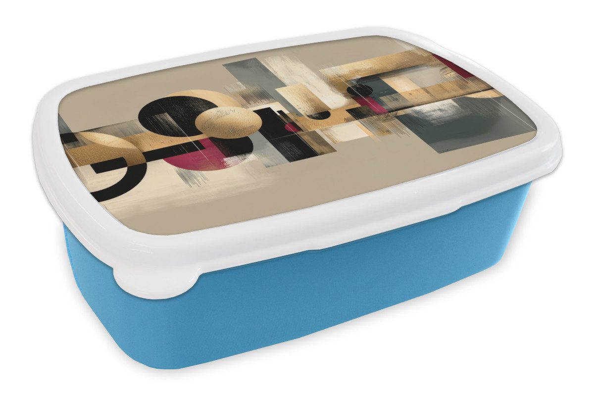 MuchoWow Lunchbox Abstrakt - Formen - Beige - Texturen, Kunststoff, (2-tlg), Brotdose, Lunchbox, Brotbox für Kinder und Erwachsene