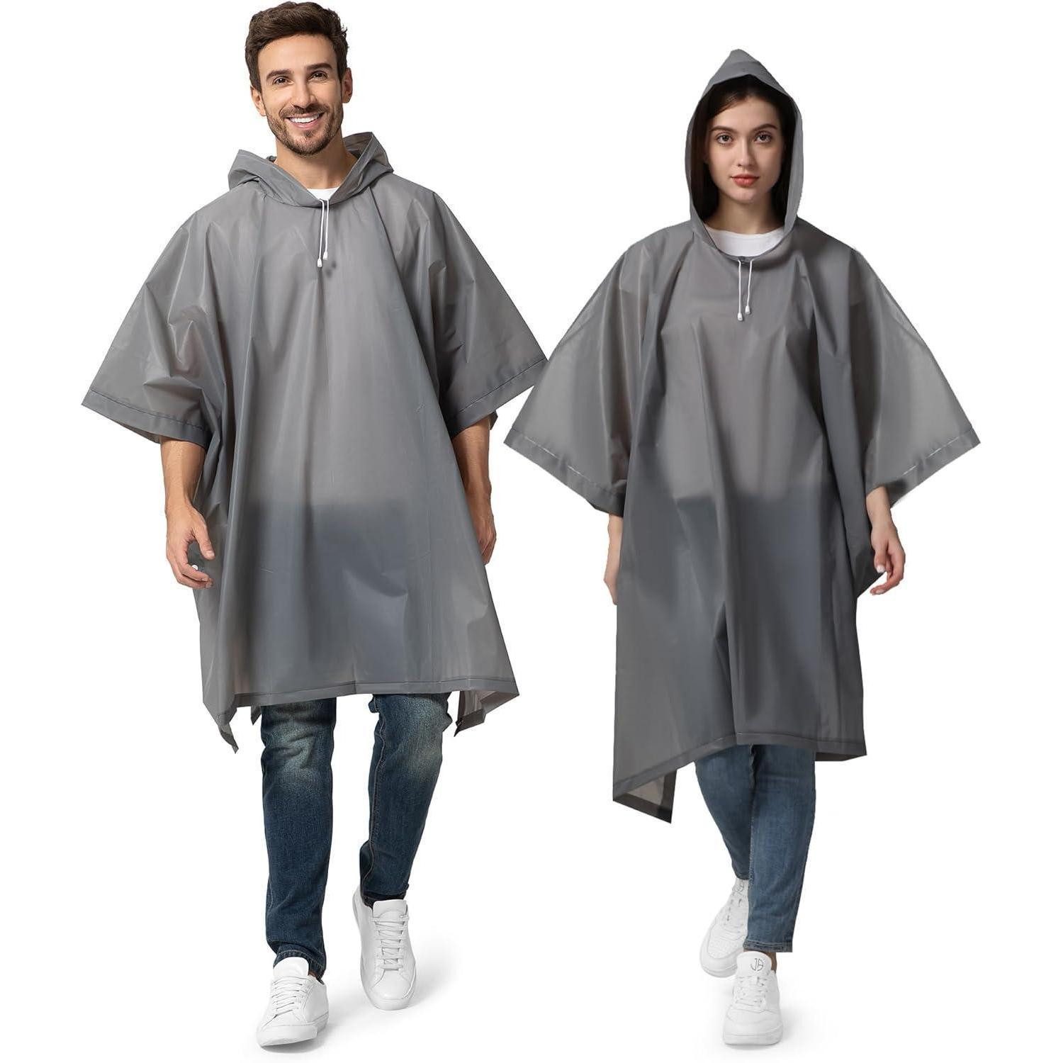 LuxusKollektion Regenponcho Regenponcho Damen Herren Rucksäcke Wandern Festival 2 Stück Grau