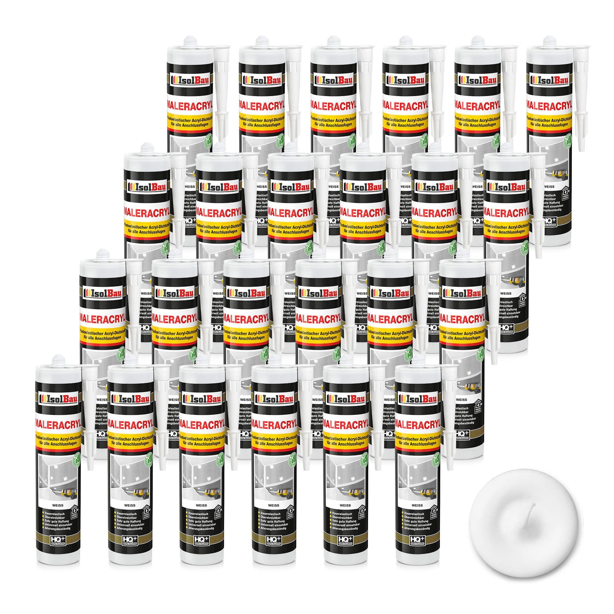 None Spachtelmasse Maleracryl Bauacryl 24x 300ml Fugen Plastoelastischer Acryl-Dichtstoff, Mauerwerk Putz Gipskarton Beton Gasbeton Zement Holz Polystyrolschaum