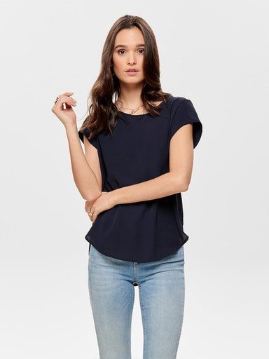ONLY Kurzarmbluse ONLVIC S/S SOLID TOP NOOS PTM Night Sky