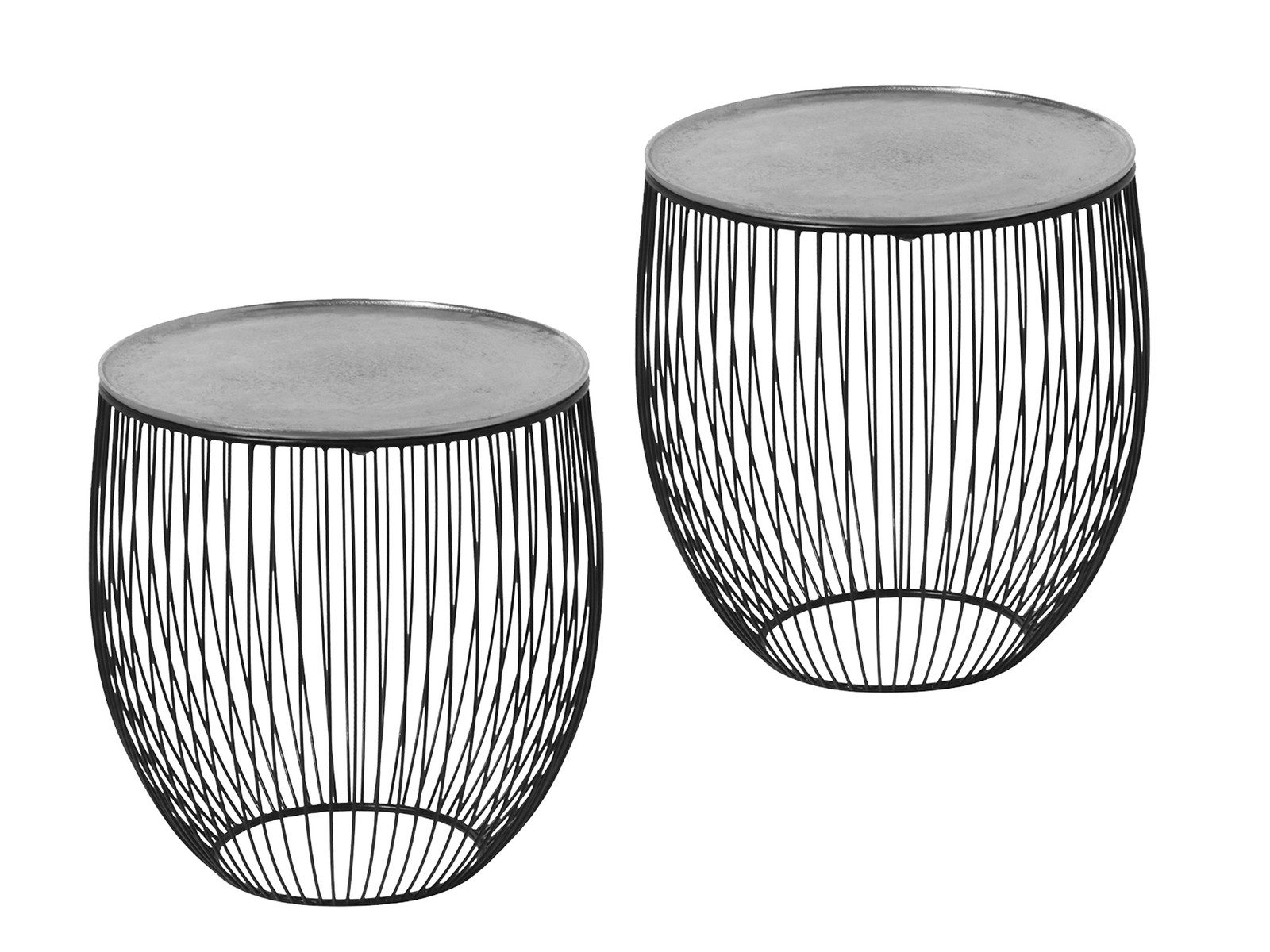 MIRRORS AND MORE Couchtisch (2er Set), Nachttisch am Bett, Korbtisch rund, Beistelltisch für Sofas, Höhe 42cm