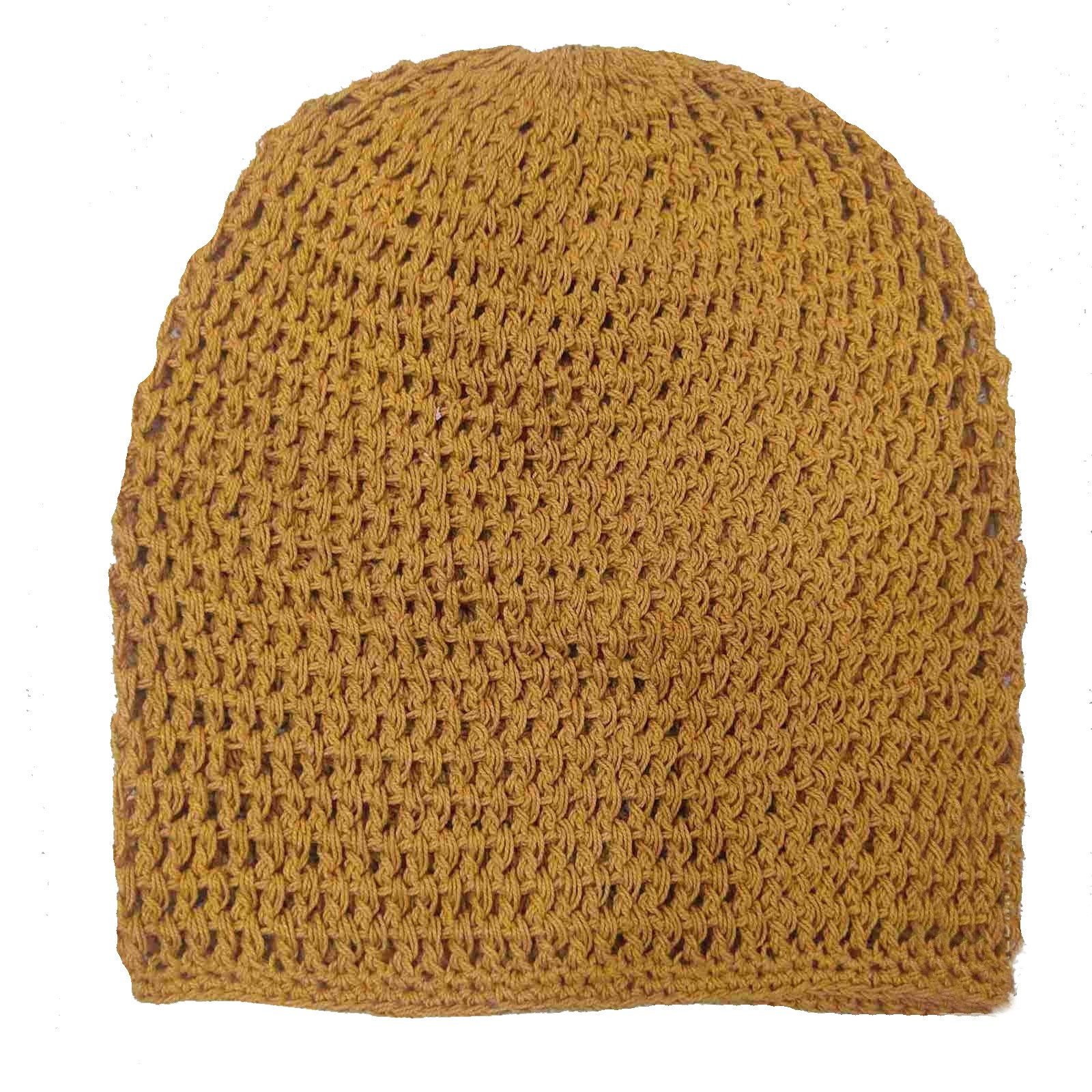 Guru-Shop Strickmütze Beanie, Baumwoll-Häkelmütze - senfgelb